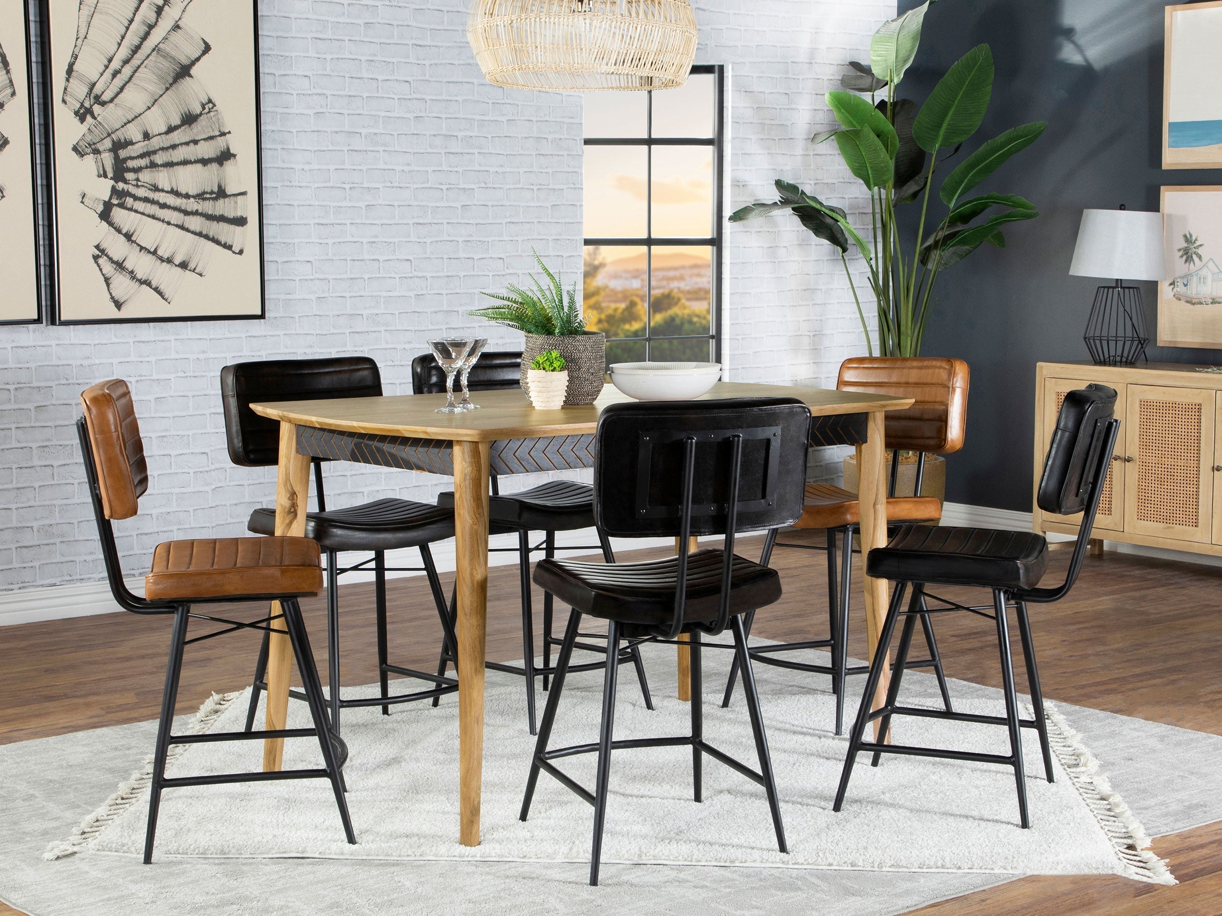 Partridge Rectangular Counter Height Dining Set Natural Sheesham