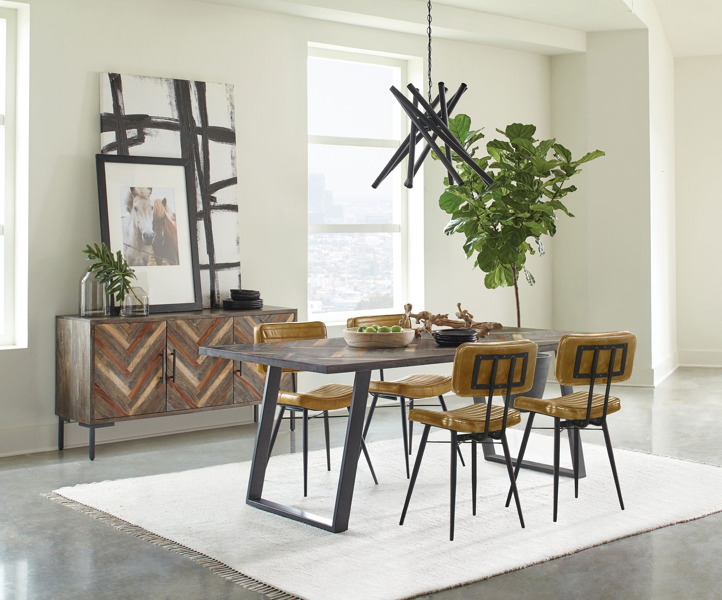 Misty Rectangular Dining Set Sheesham and Camel