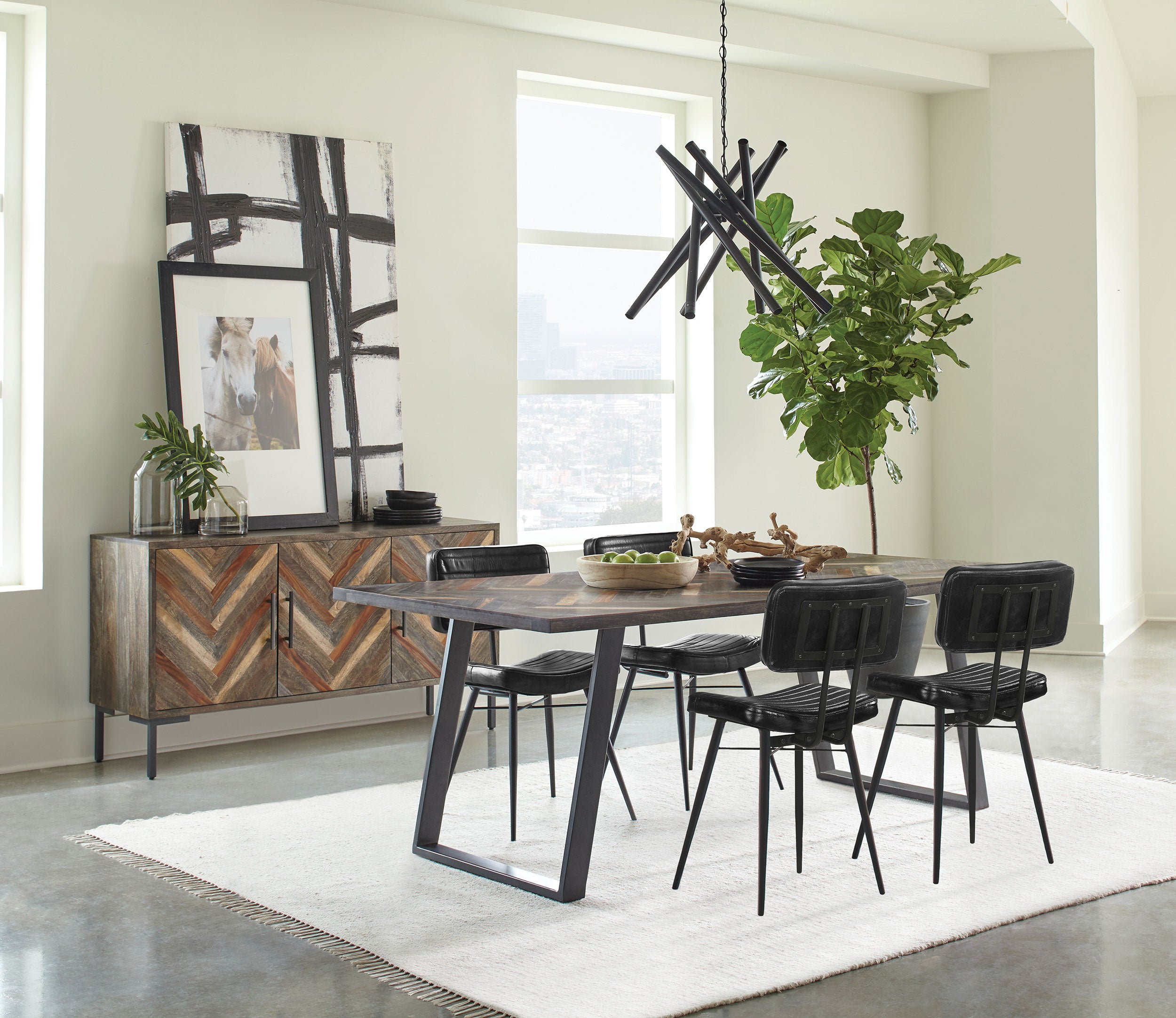Misty Rectangular Dining Set Sheesham and Espresso