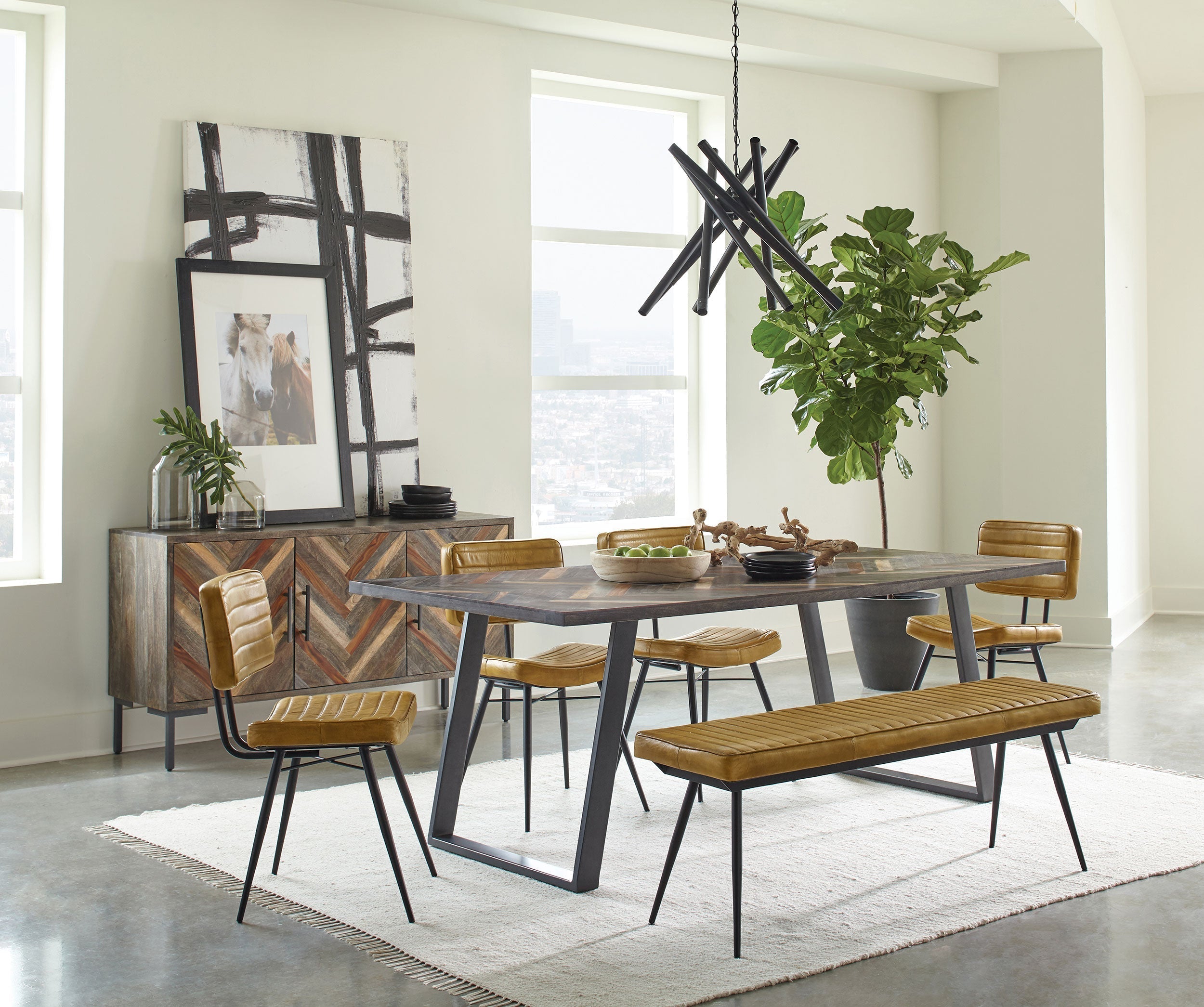 Misty Rectangular Dining Set Sheesham and Camel