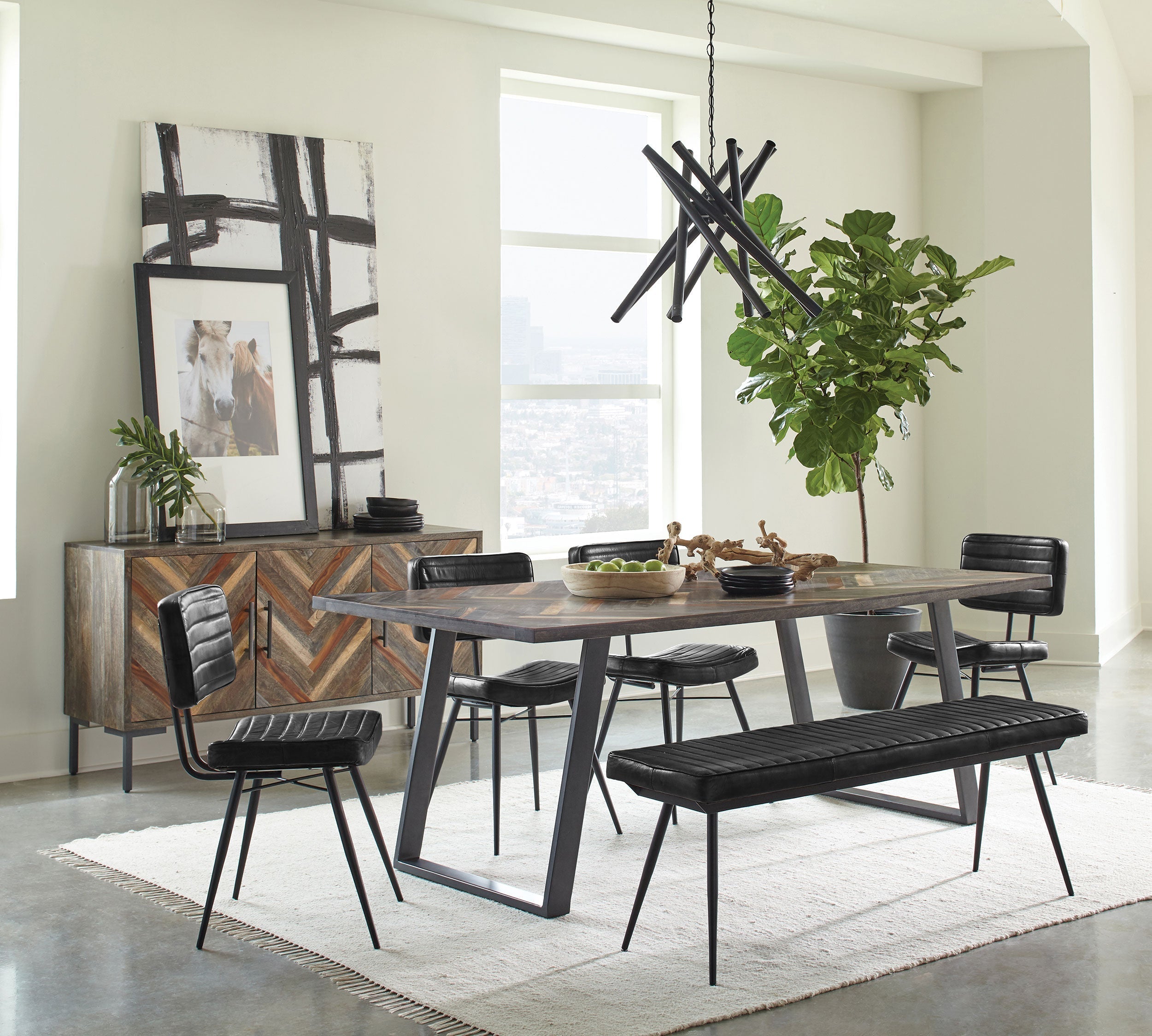 Misty Rectangular Dining Set Sheesham and Espresso