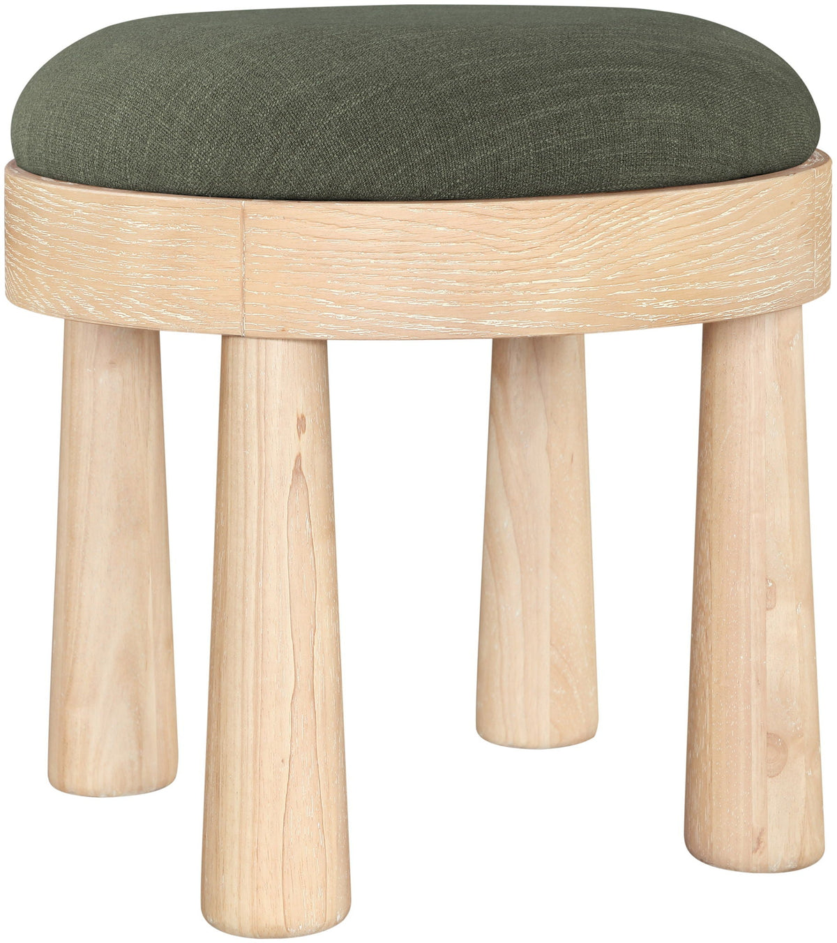 Larea Linen Ottoman with Natural Base