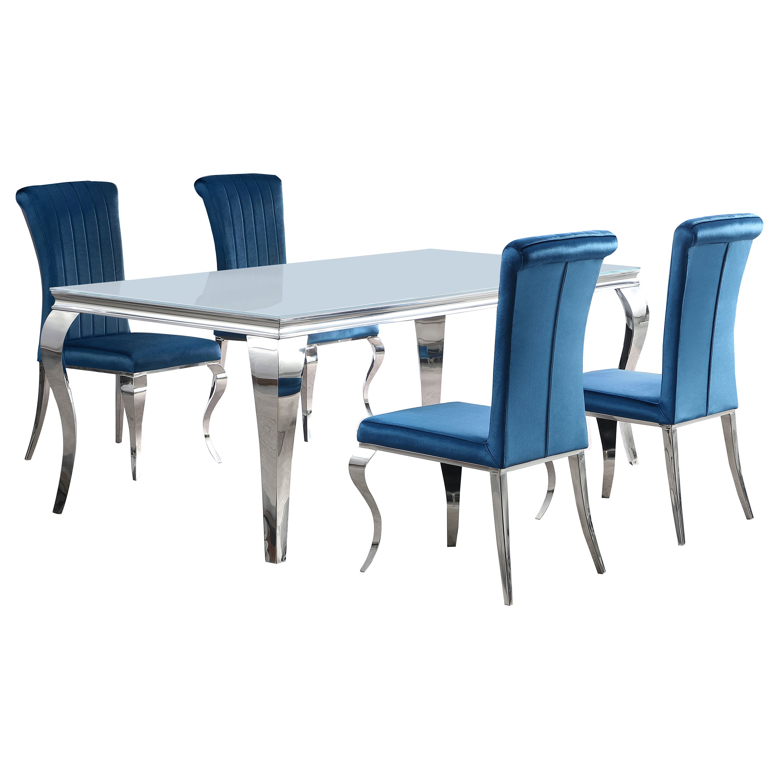 Carone 81-inch Rectangular Glass Dining Set