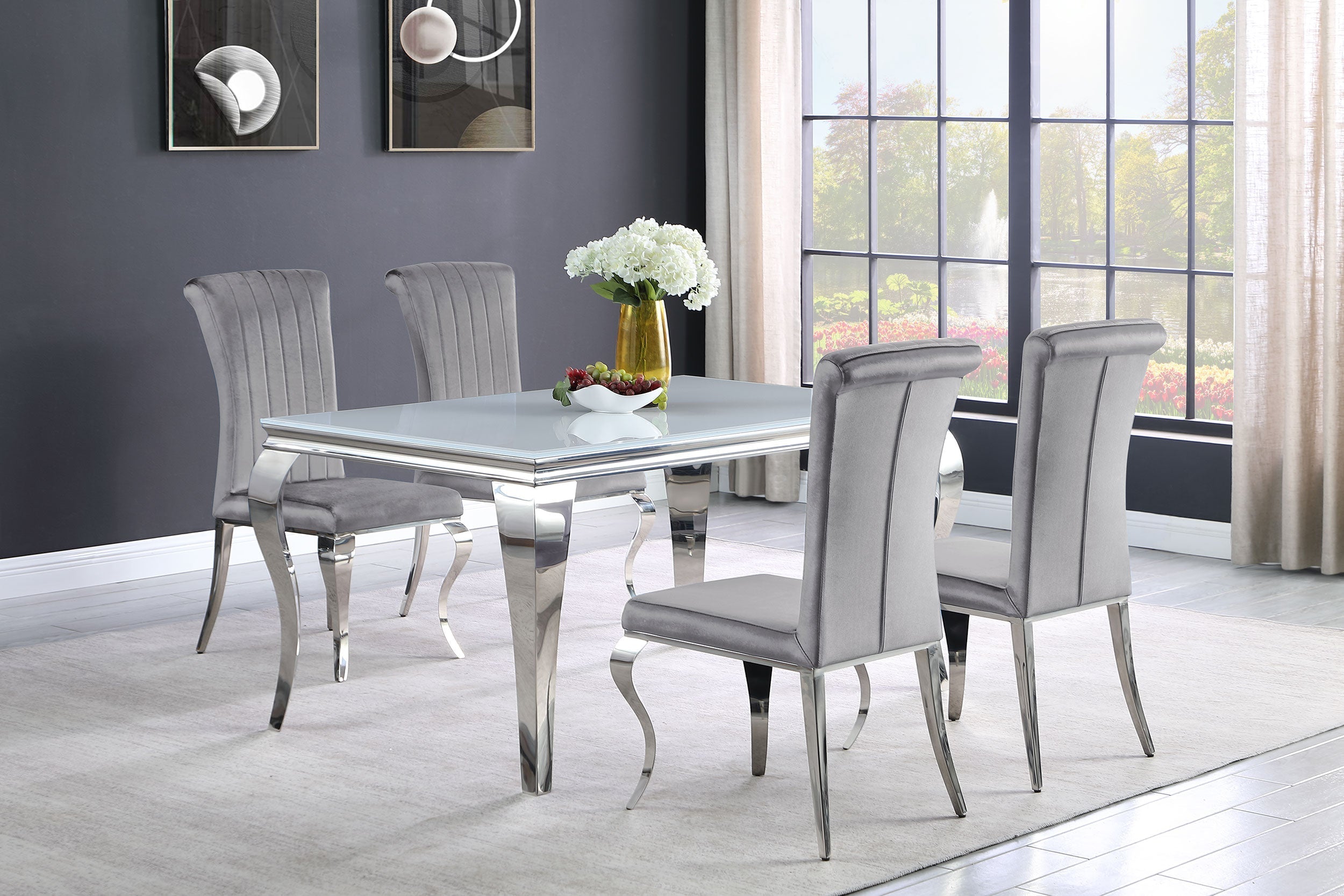 Carone 61" Rectangular Dining Set Black and Chrome