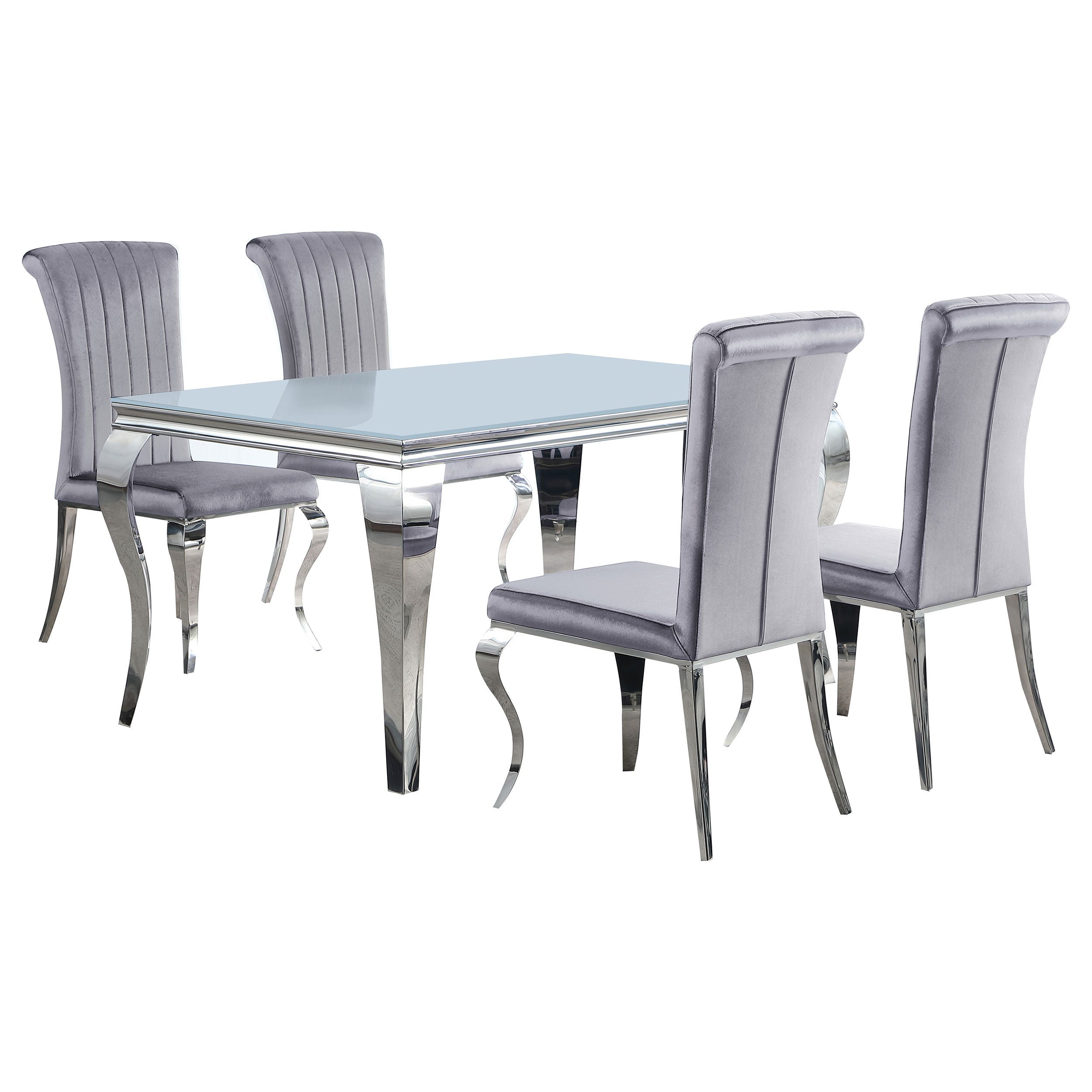 Carone 81-inch Rectangular Glass Dining Set