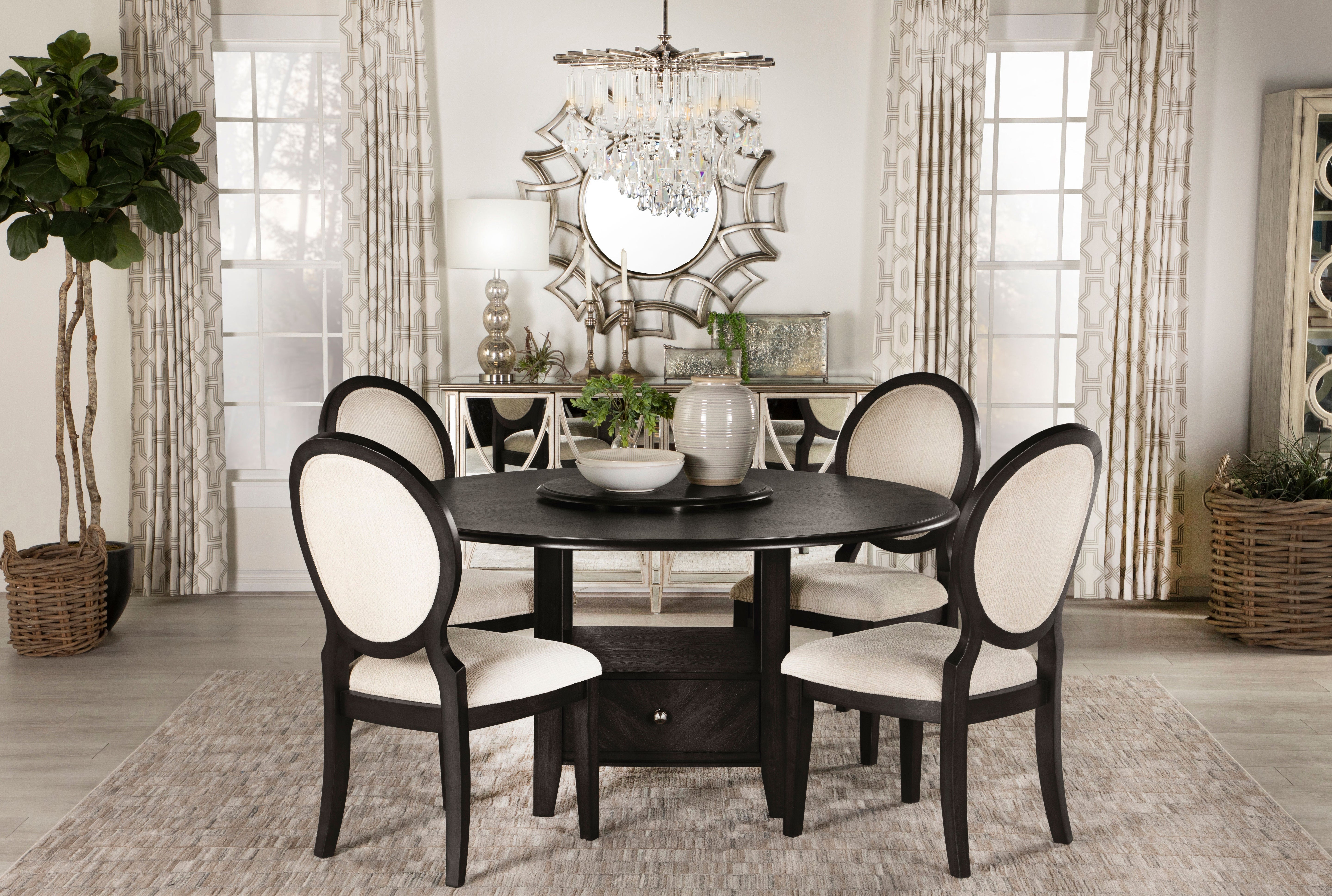 Twyla Round Dining Set Dark Cocoa and Cream