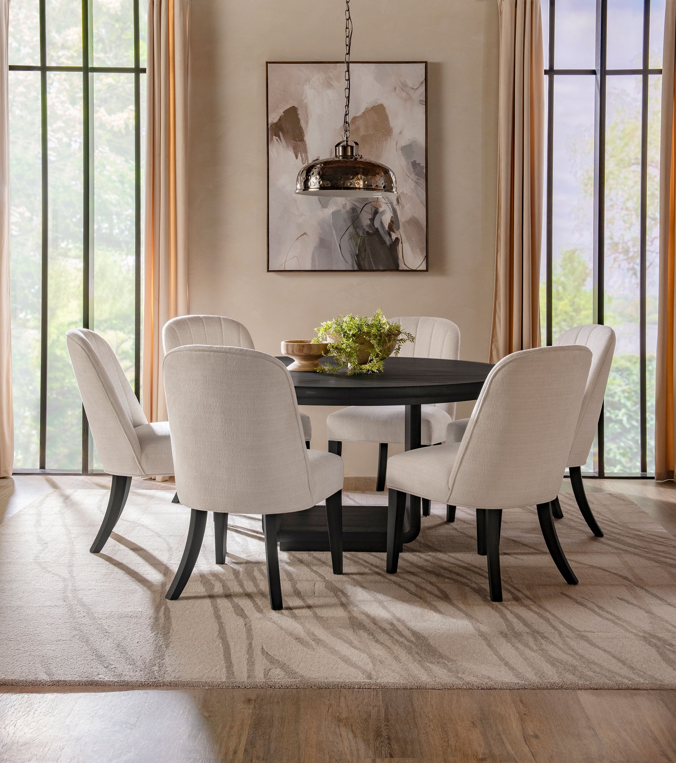 Leandro Round Dining Table Set Burnished