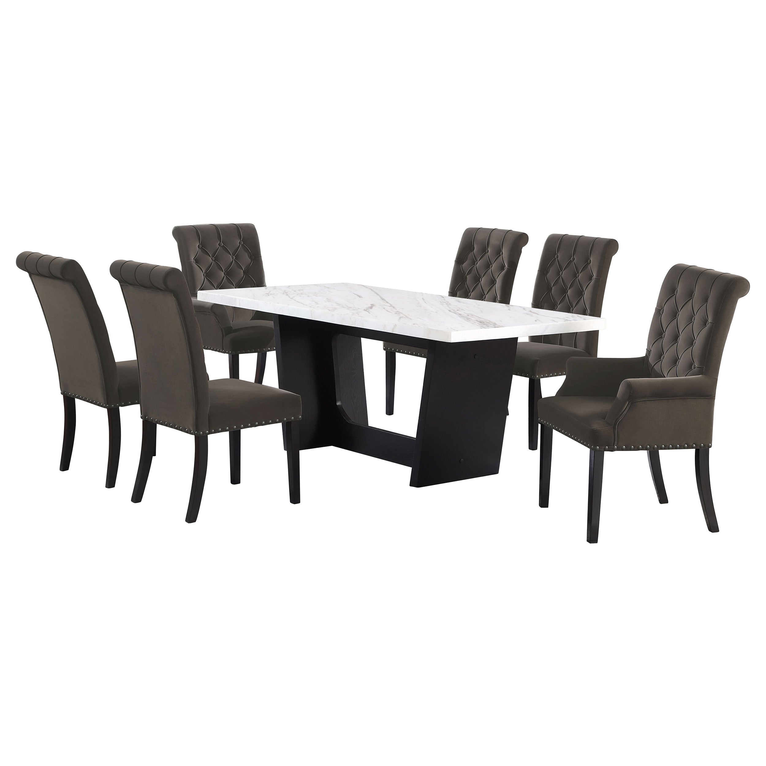 Sherry Rectangular Marble Top Dining Set Brown and White