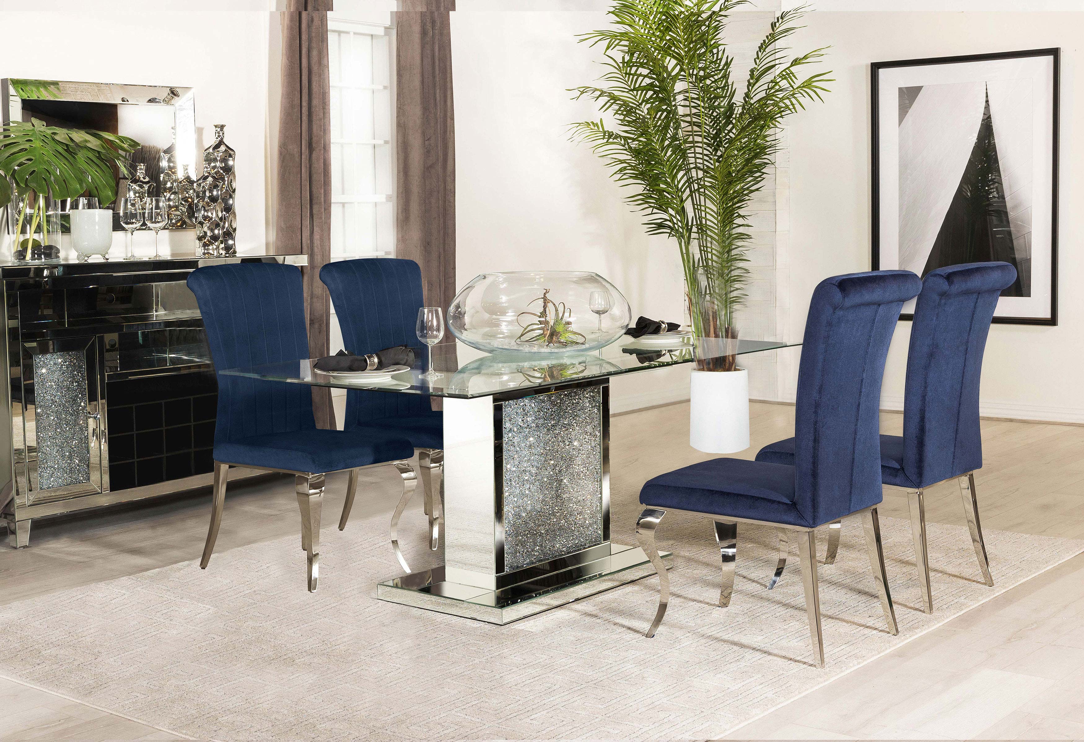 Marilyn Rectangular Dining Set Mirror and Black