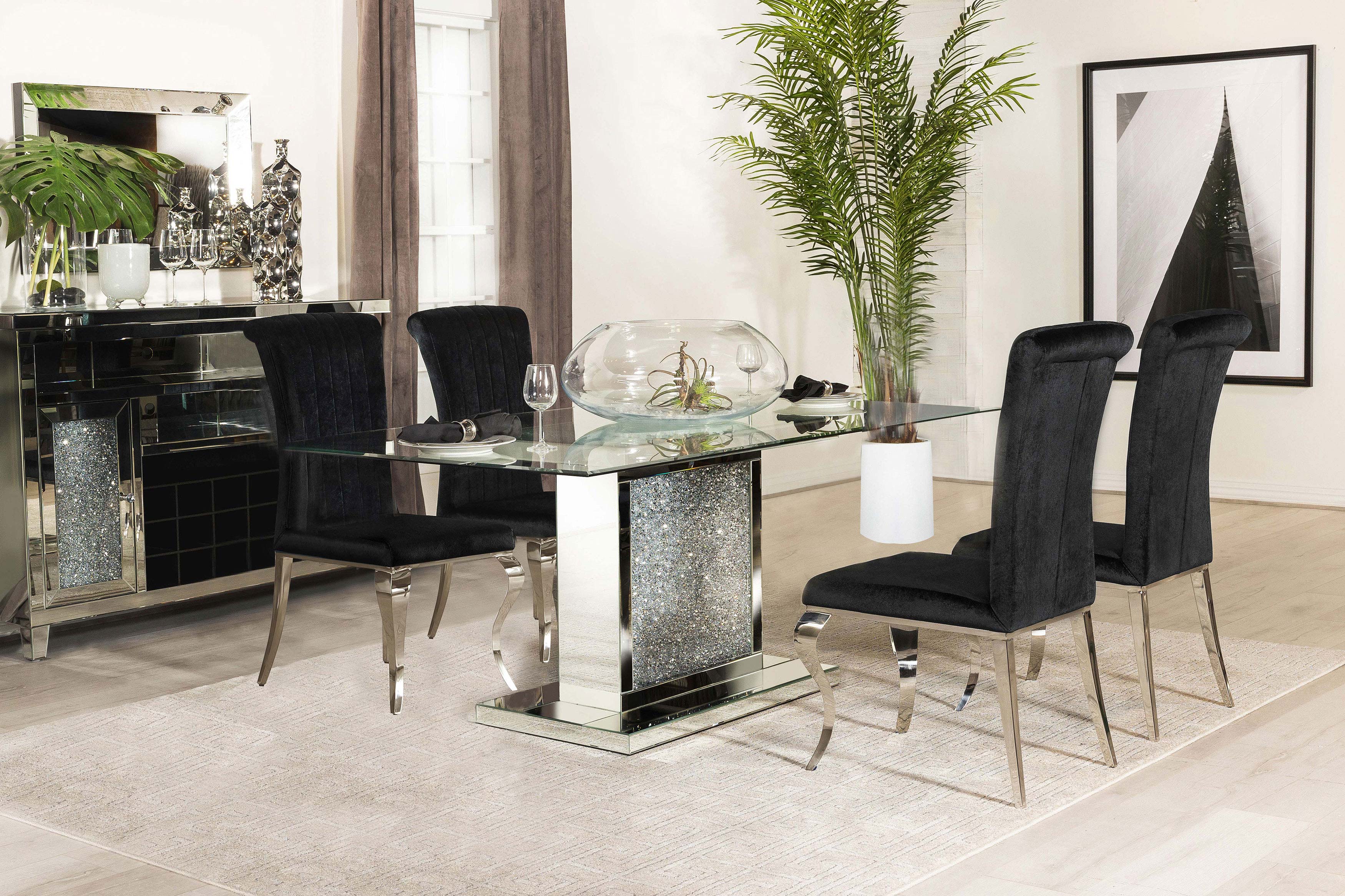Marilyn Rectangular Dining Set Mirror and Black