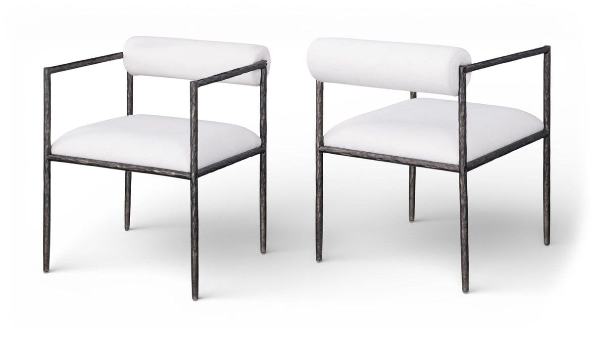 Axis Linen Dining Chair Set of 2 — Beige or Cream, Antique Black or Brass Legs - Cream / Antique Black