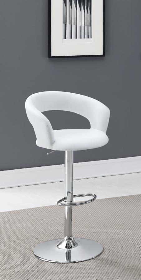 Barraza 29-inch Adjustable Height Bar Stool White and Chrome