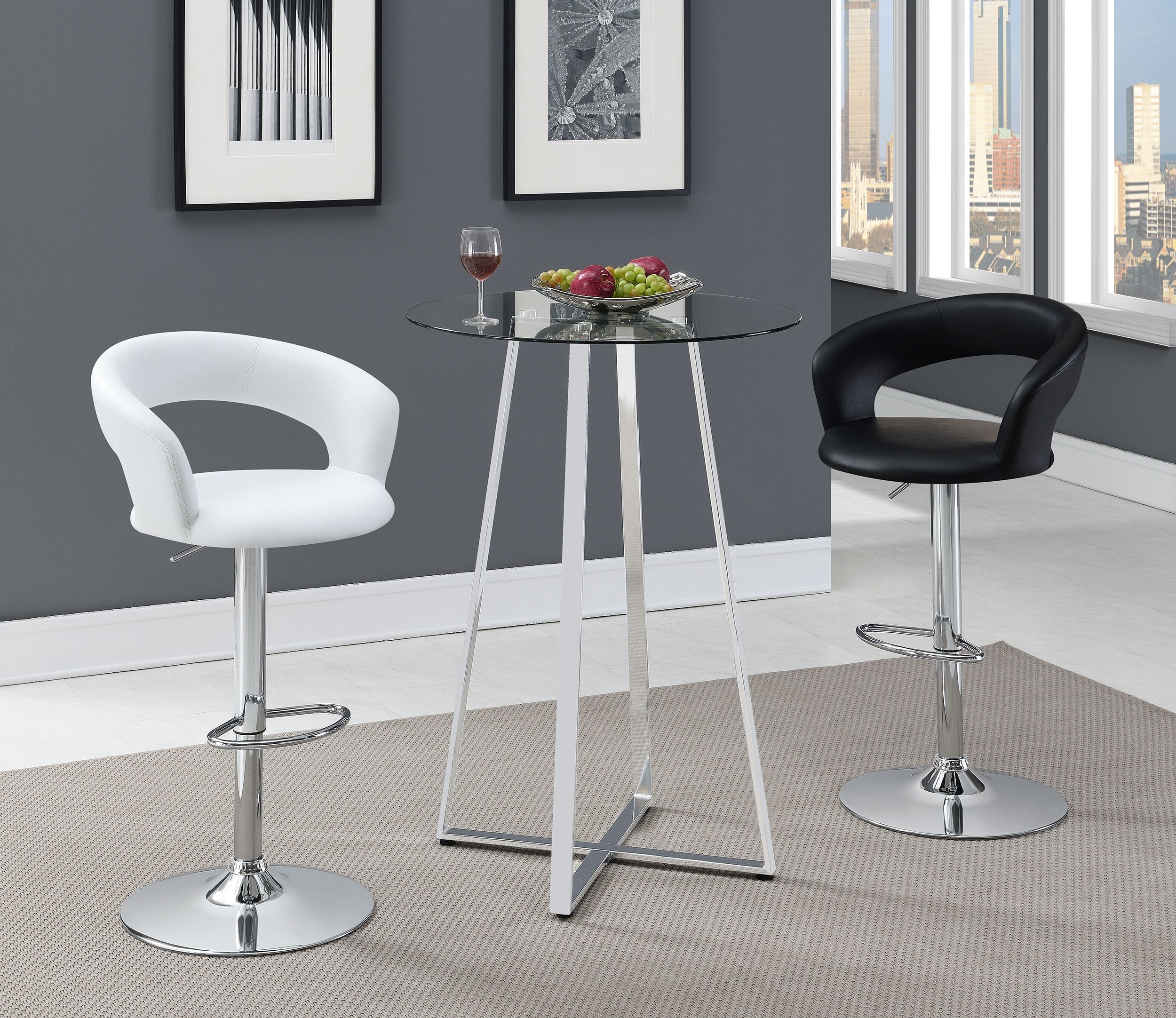 Barraza 29-inch Adjustable Height Bar Stool White and Chrome