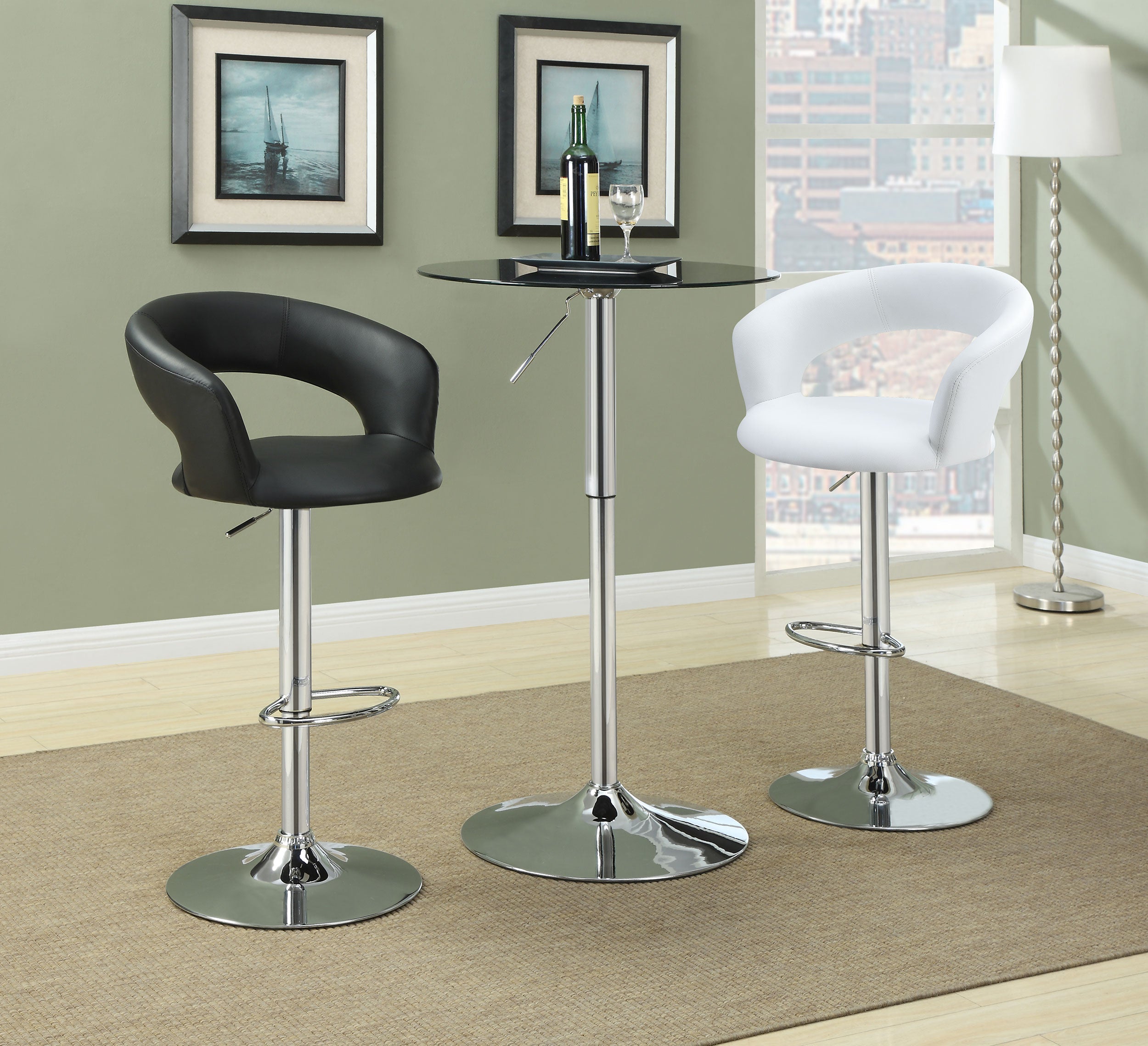 Barraza 29-inch Adjustable Height Bar Stool White and Chrome