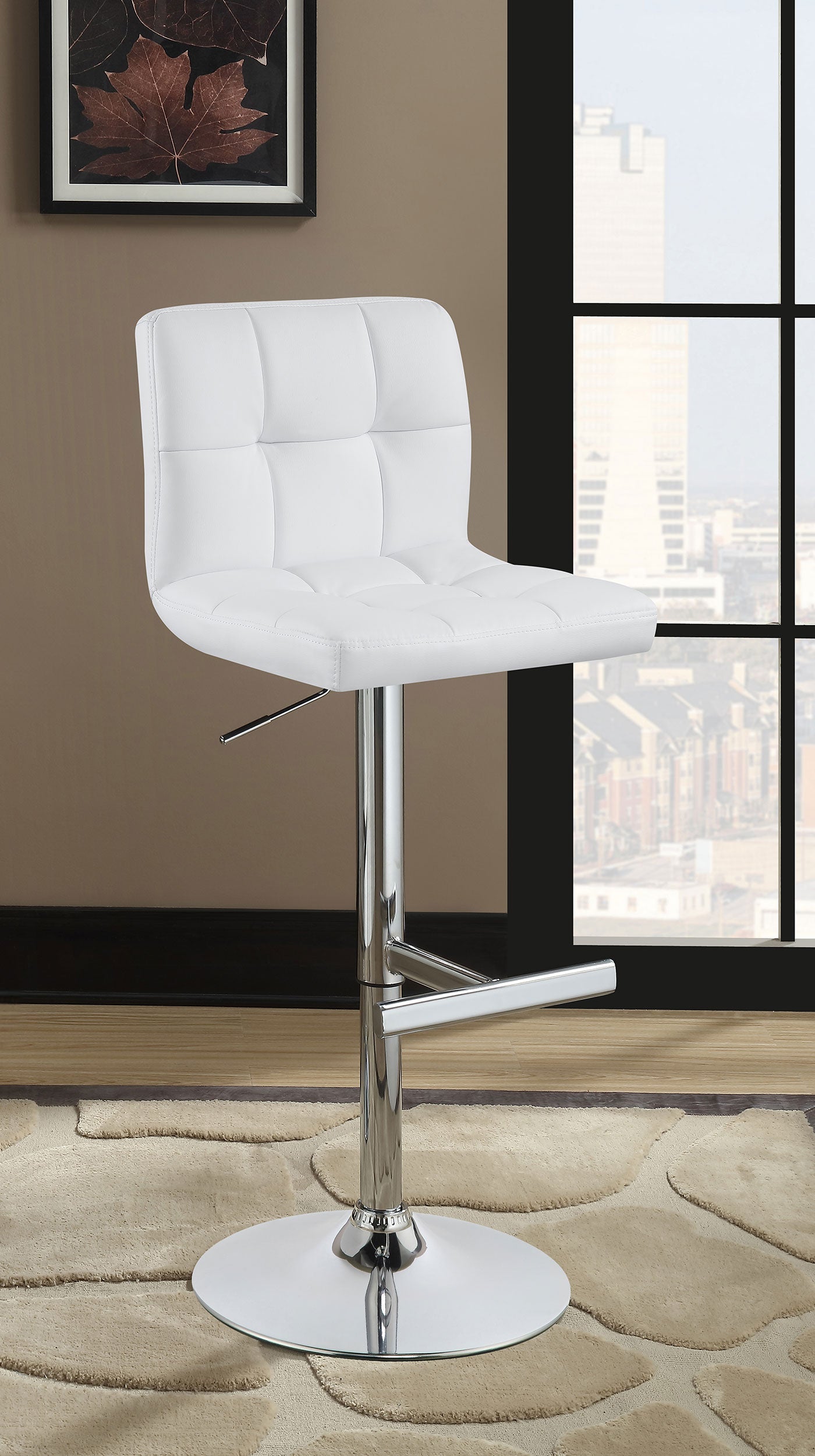 Lenny Upholstered Adjustable Bar Stool (Set of 2)