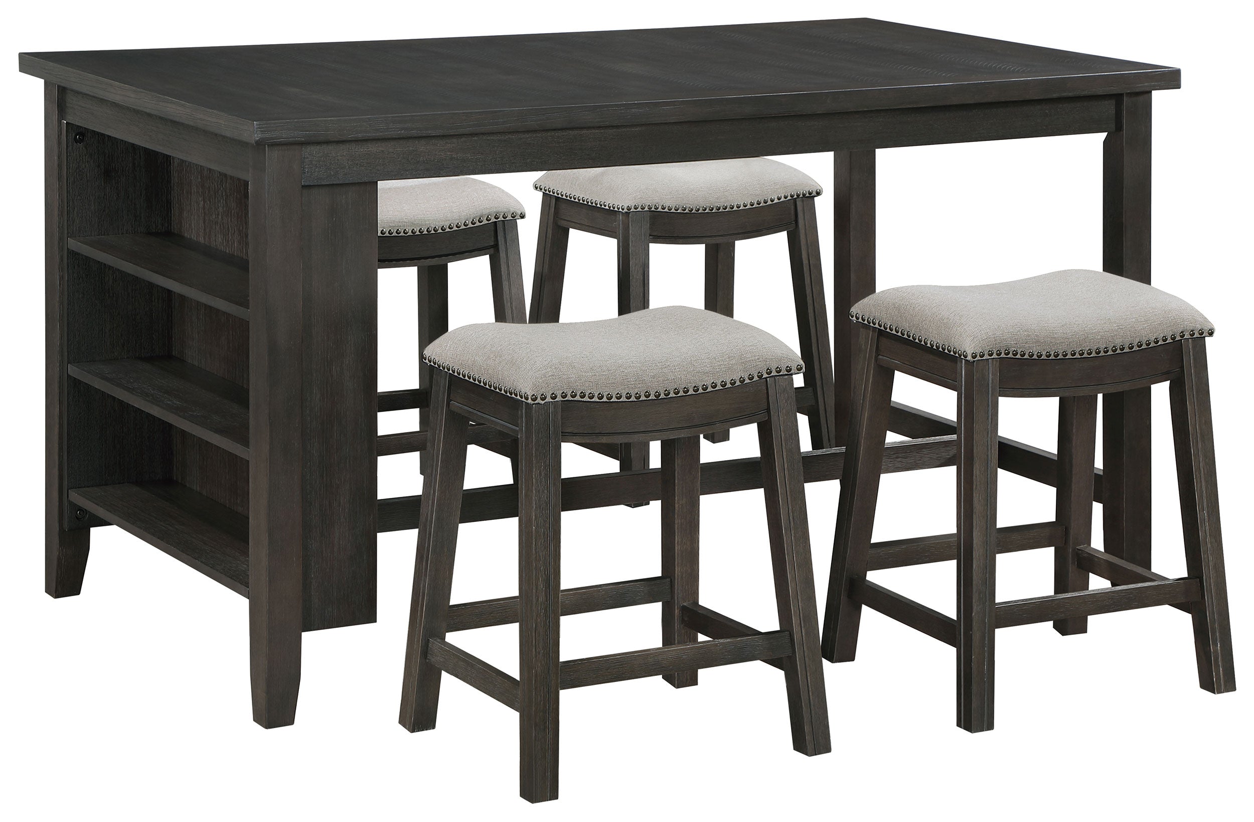 Elliston Rectangular Counter Height Dining Set Dark Grey and Beige