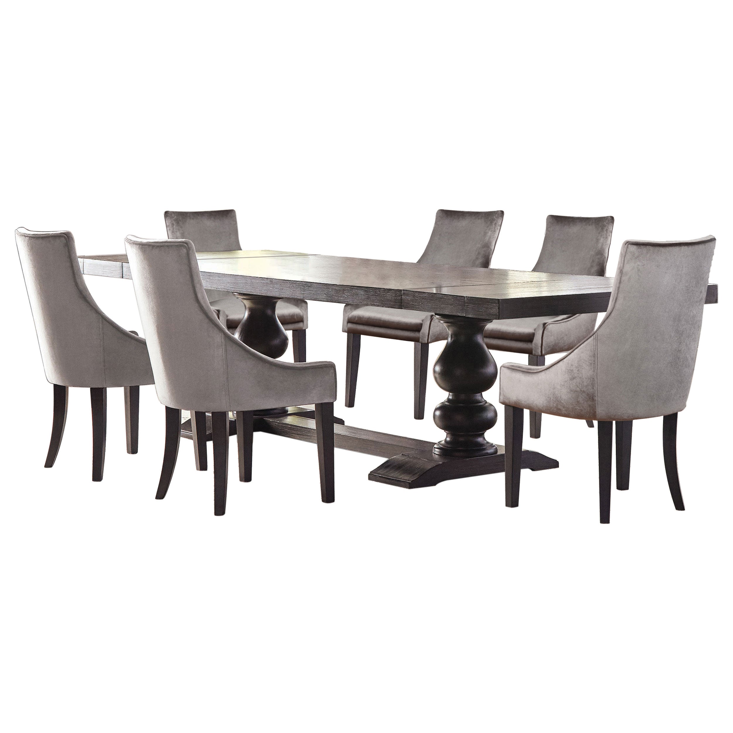 Phelps Rectangular Dining Table Set Distressed Noir