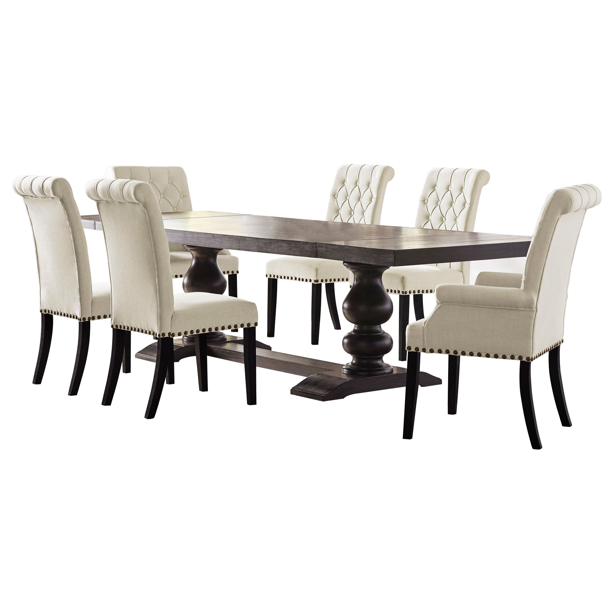 Phelps Rectangular Dining Table Set Distressed Noir