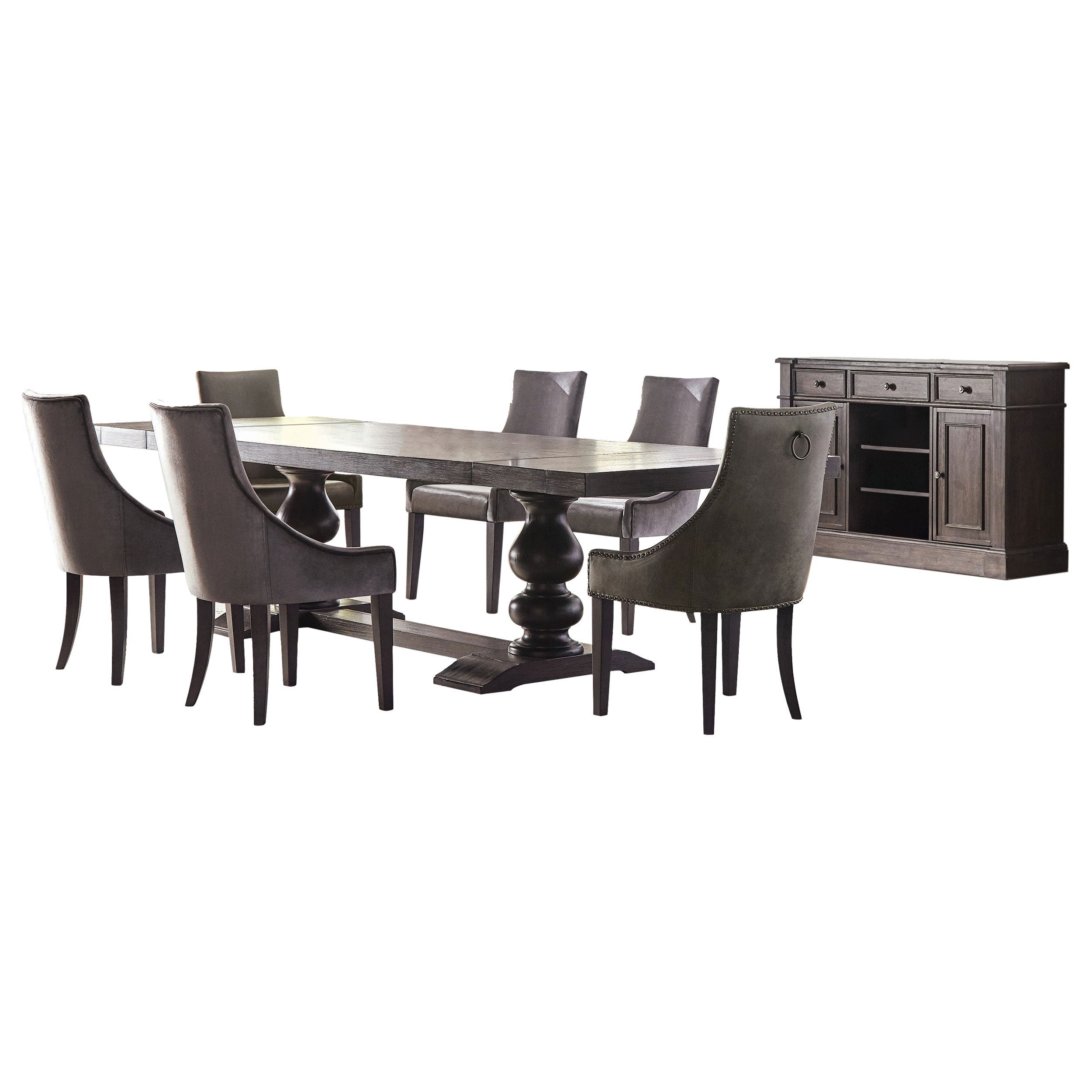 Phelps Rectangular Dining Table Set Distressed Noir