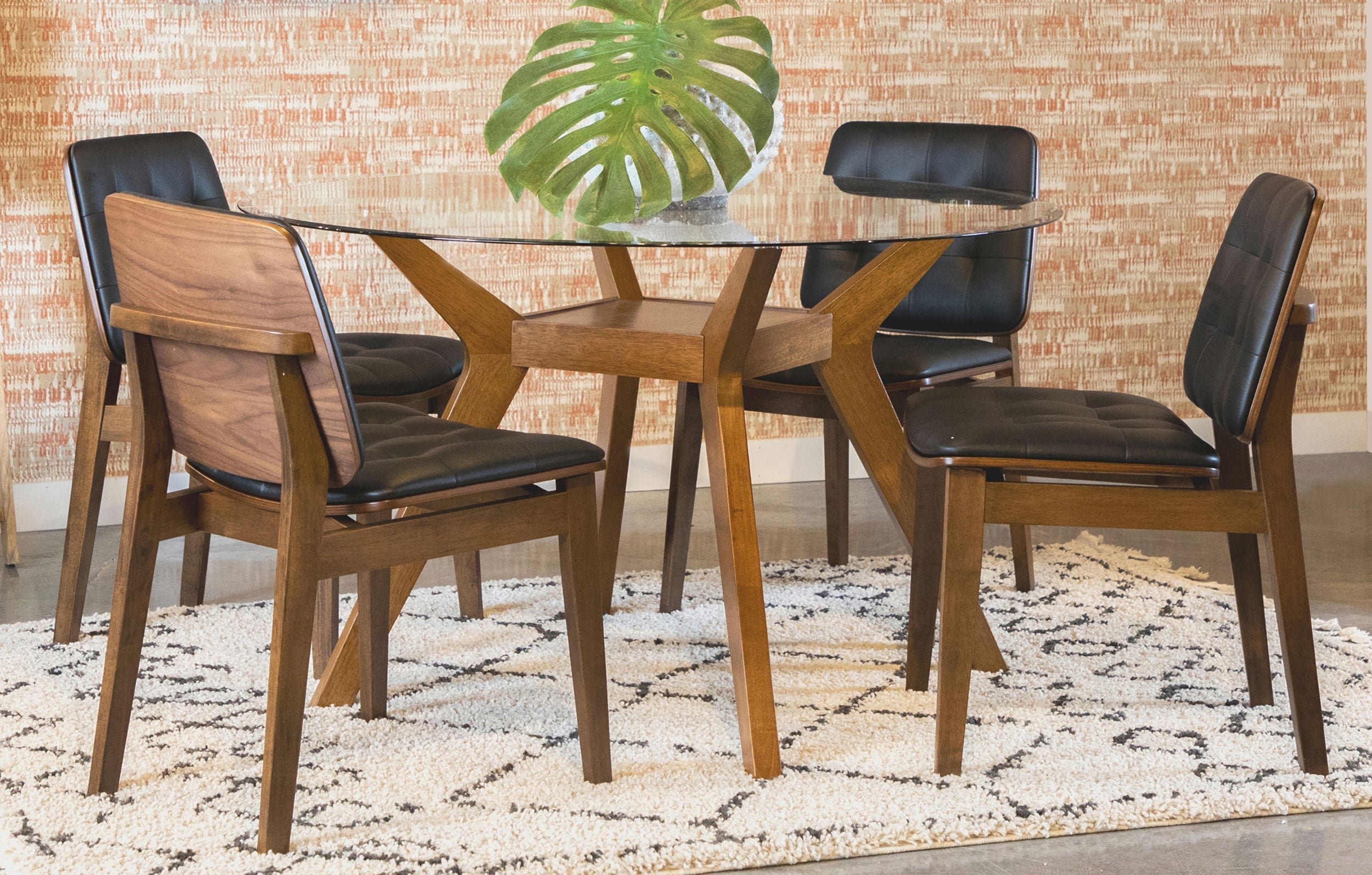 Paxton Round Glass Top Dining Set Nutmeg