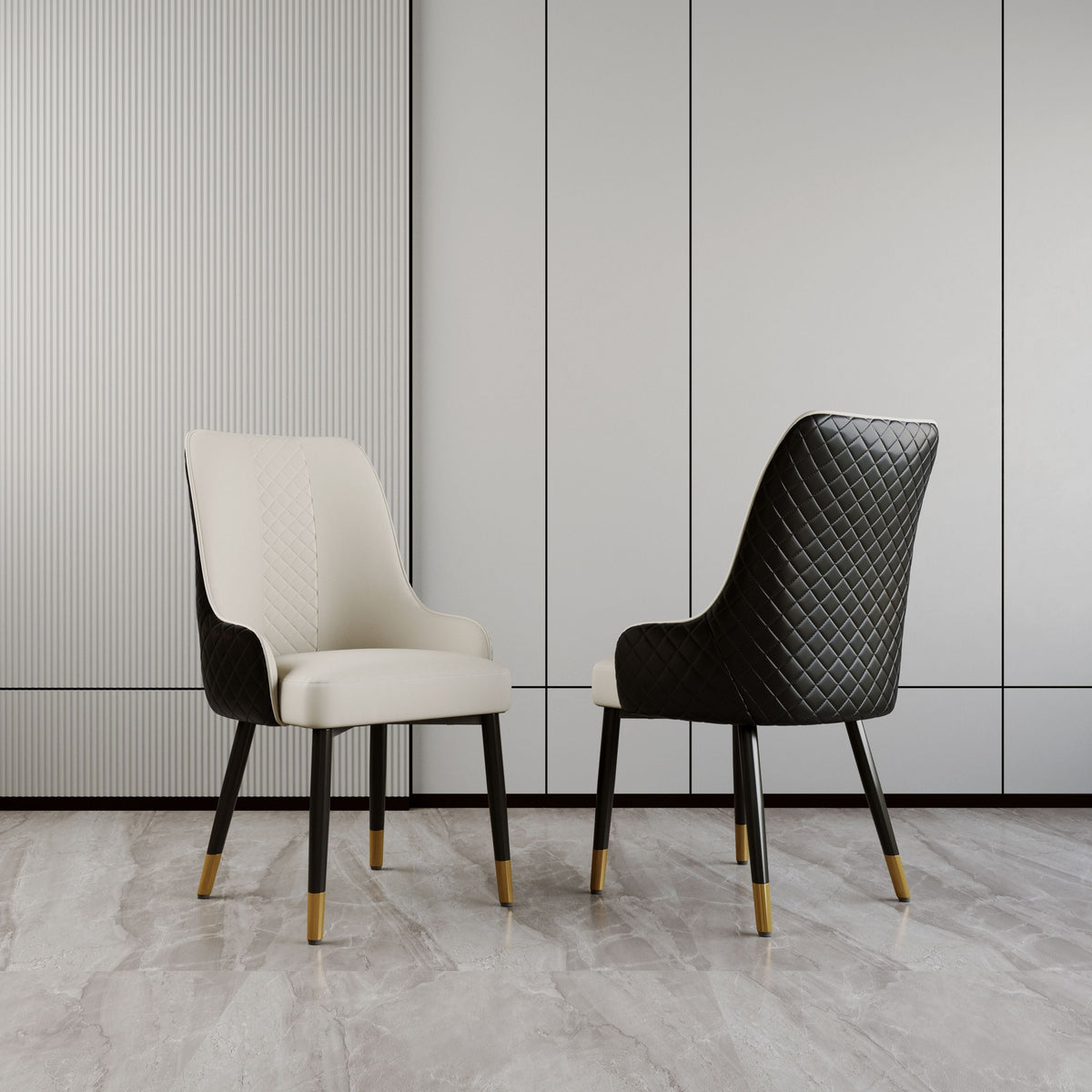 Rani Faux Leather Dining Chair — Wood & Stainless Steel Legs