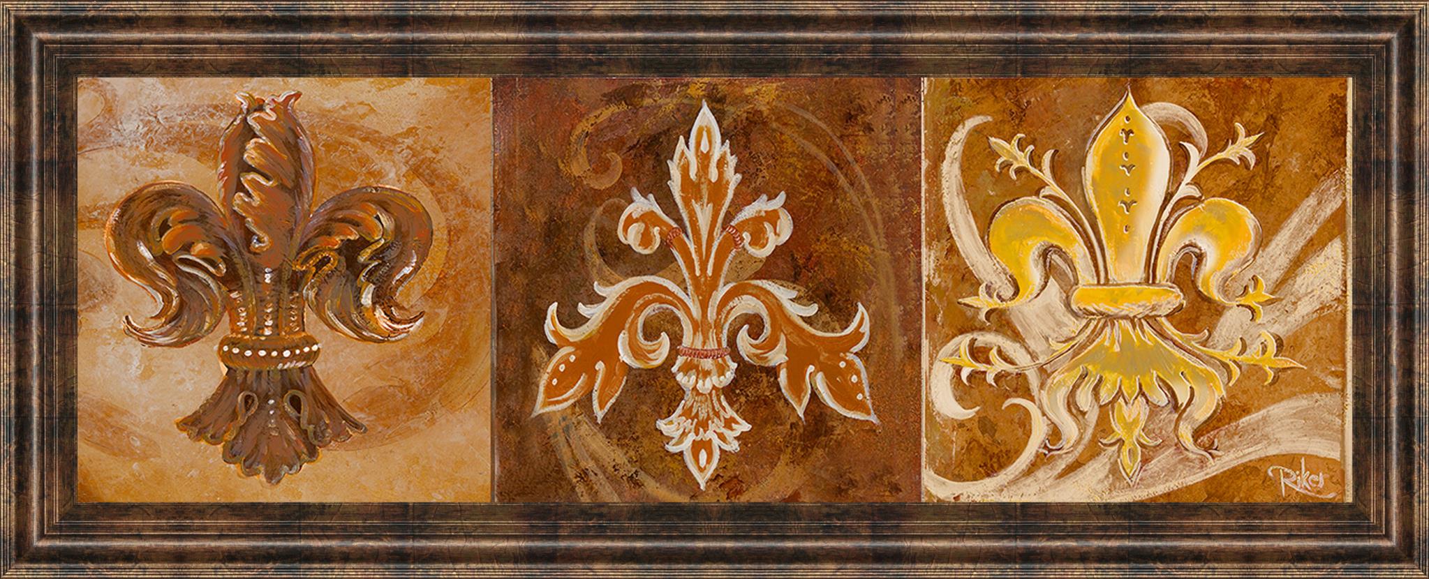 Fleur De Lis Trio Ii By Thomas Riker 18X42 Framed Print