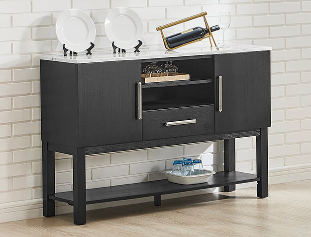 Vance Two-Tone Sideboard — Shelves, Drawer & Cabinets