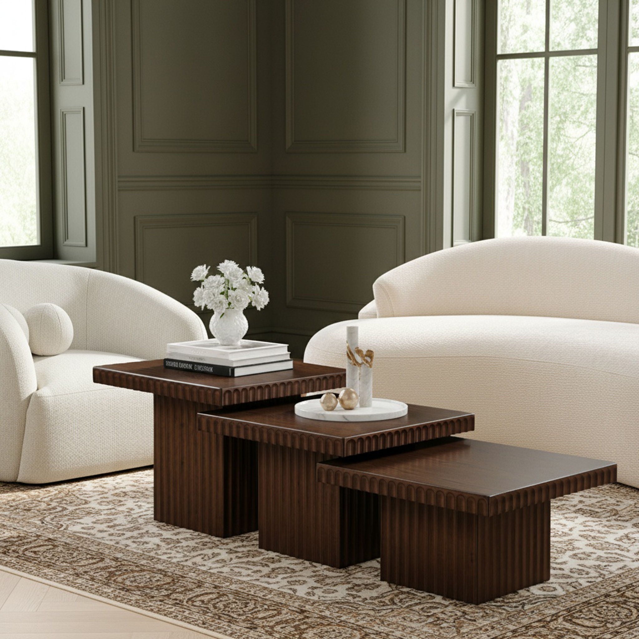 Spencer - Oak Veneer 3 Piece Coffee Tabl