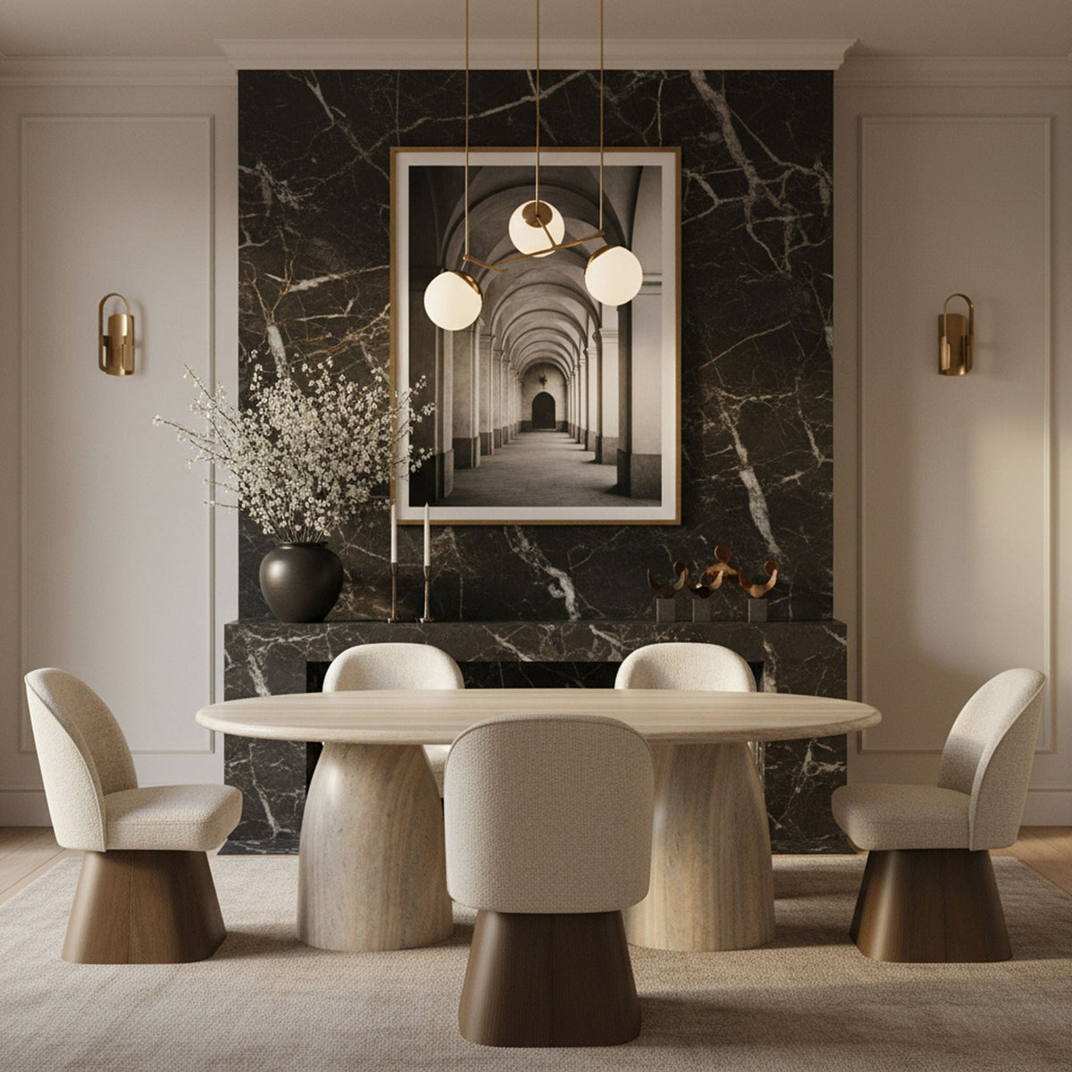 Marlowe Swivel Dining Side Chair with Brown Base