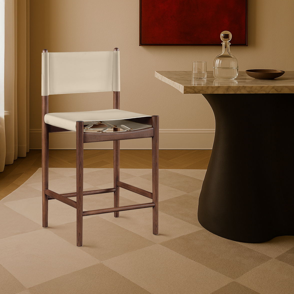 Rawlins - Counter Stool with Walnut Frame