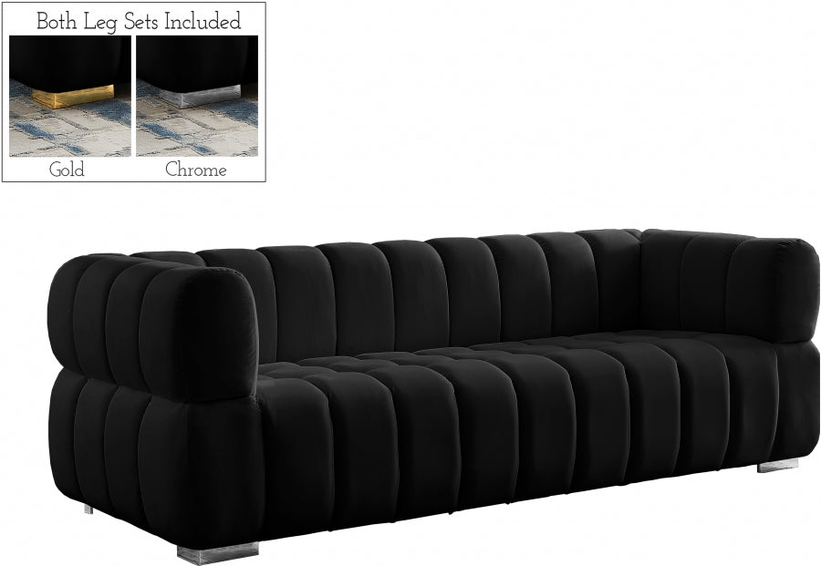 Gwen velvet tufted sofa - Black angle