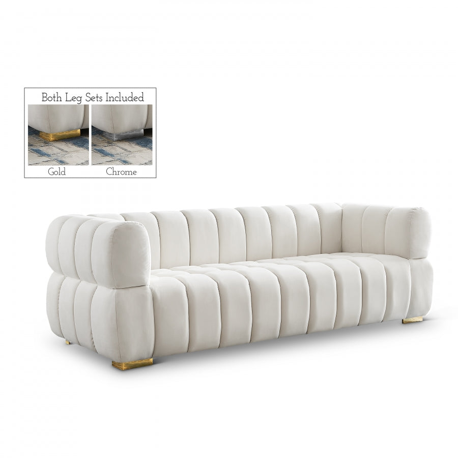Gwen velvet tufted sofa - Cream