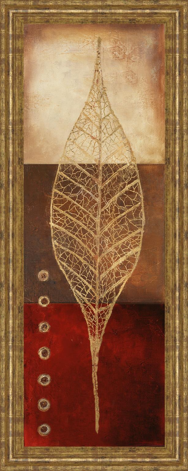Fossil Leaves Ii By Patricia Pinto 18X42 Framed Print