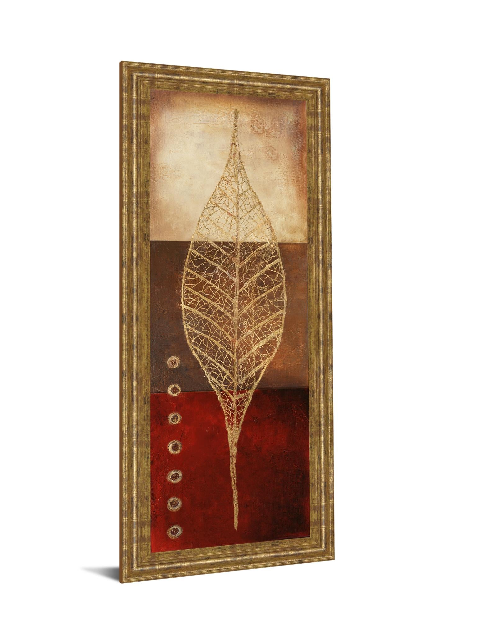 Fossil Leaves Ii By Patricia Pinto 18X42 Framed Print
