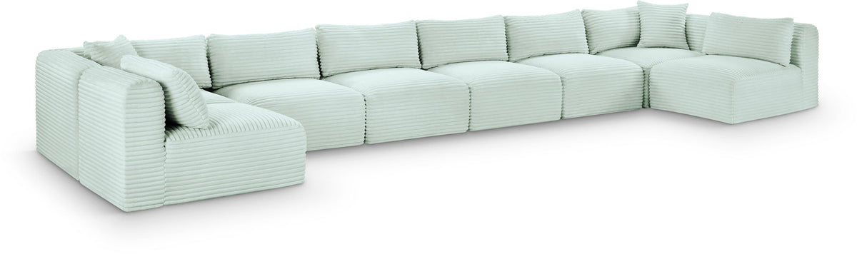 Shaggy Modular Sectional — 8-Piece U-Shaped Armless Sectional — Mint