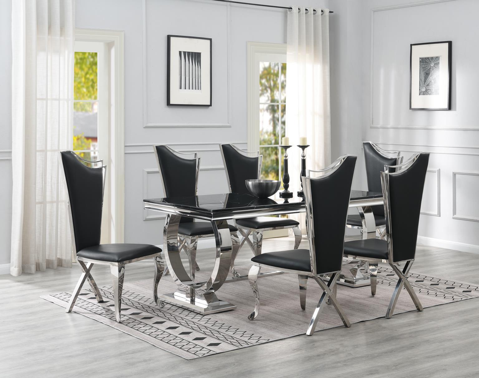 G-082-T-BLACK Black Marble Dining Table