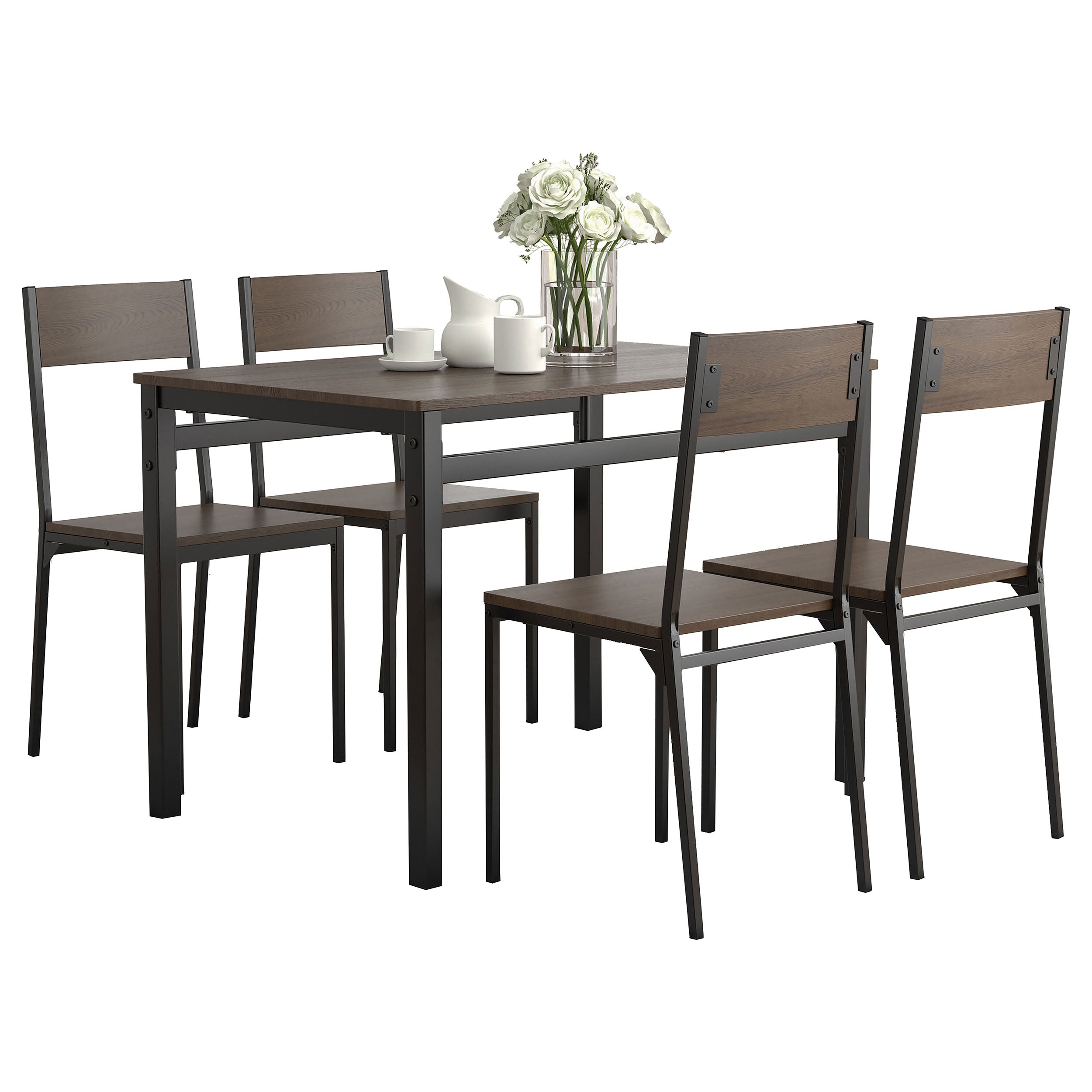 Lana Rectangular Dining Table Set Dark Brown and Matte Black