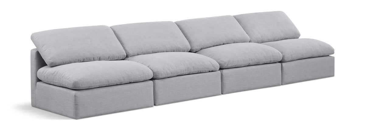 Indulge Linen Modular Sectional — 4-Piece Armless Sofa — Grey