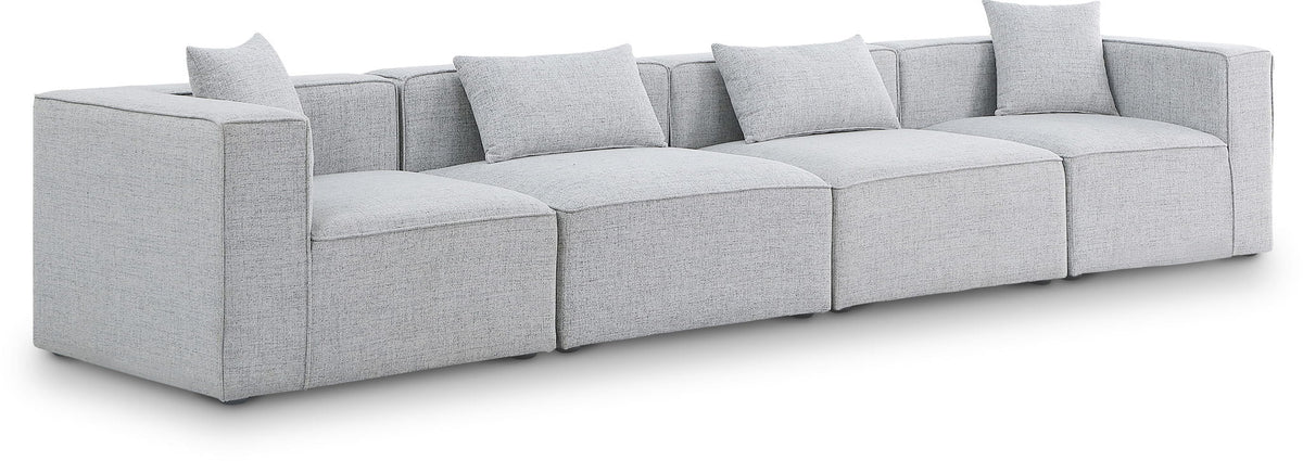 Cube Linen Modular Sectional — 4-Piece Sofa — Grey