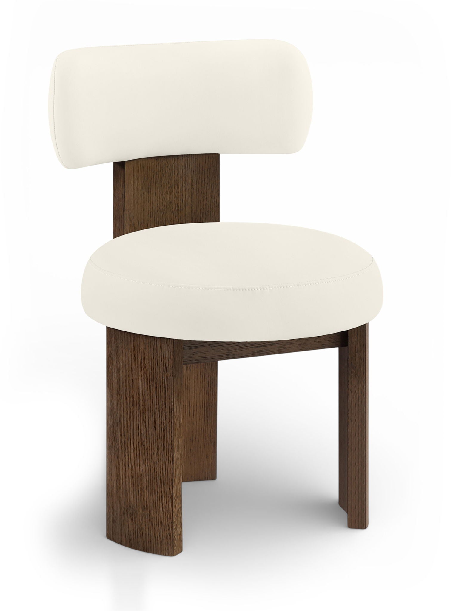 Atelier - Vegan Leather Upholstered Dining Chair (Set of 2) - Cream / Painted Brown