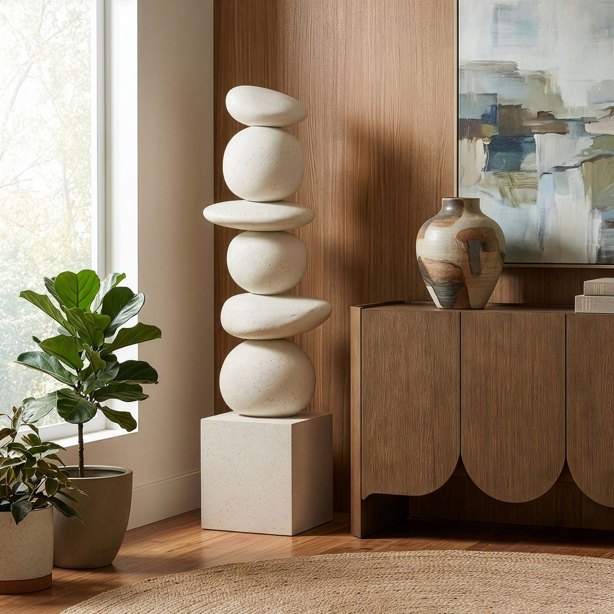 Torix Concrete Floor Sculpture — Cream or Travertine