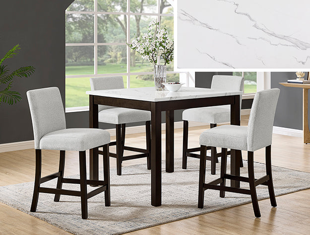 Lennon Brown Counter Height Set — Light Gray Stools
