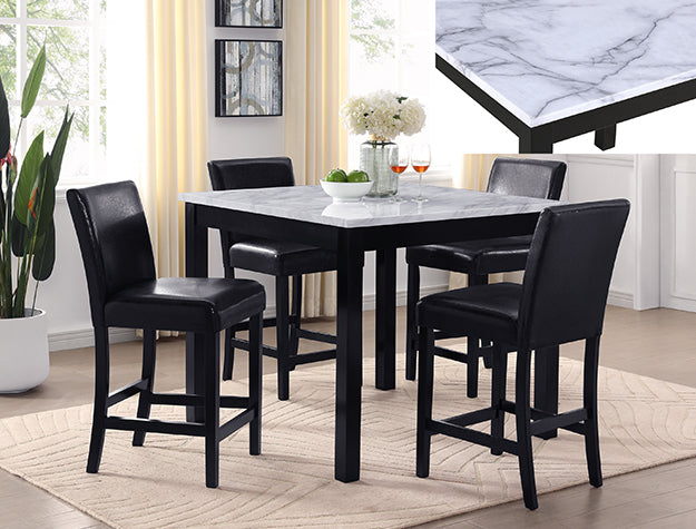 Lennon Faux Marble Counter Height Set — Faux Leather Chairs