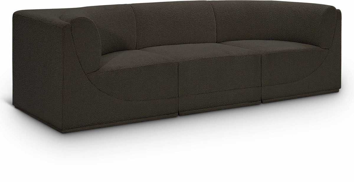 Ollie Boucle Modular Sectional — 3-Piece Sofa — Brown