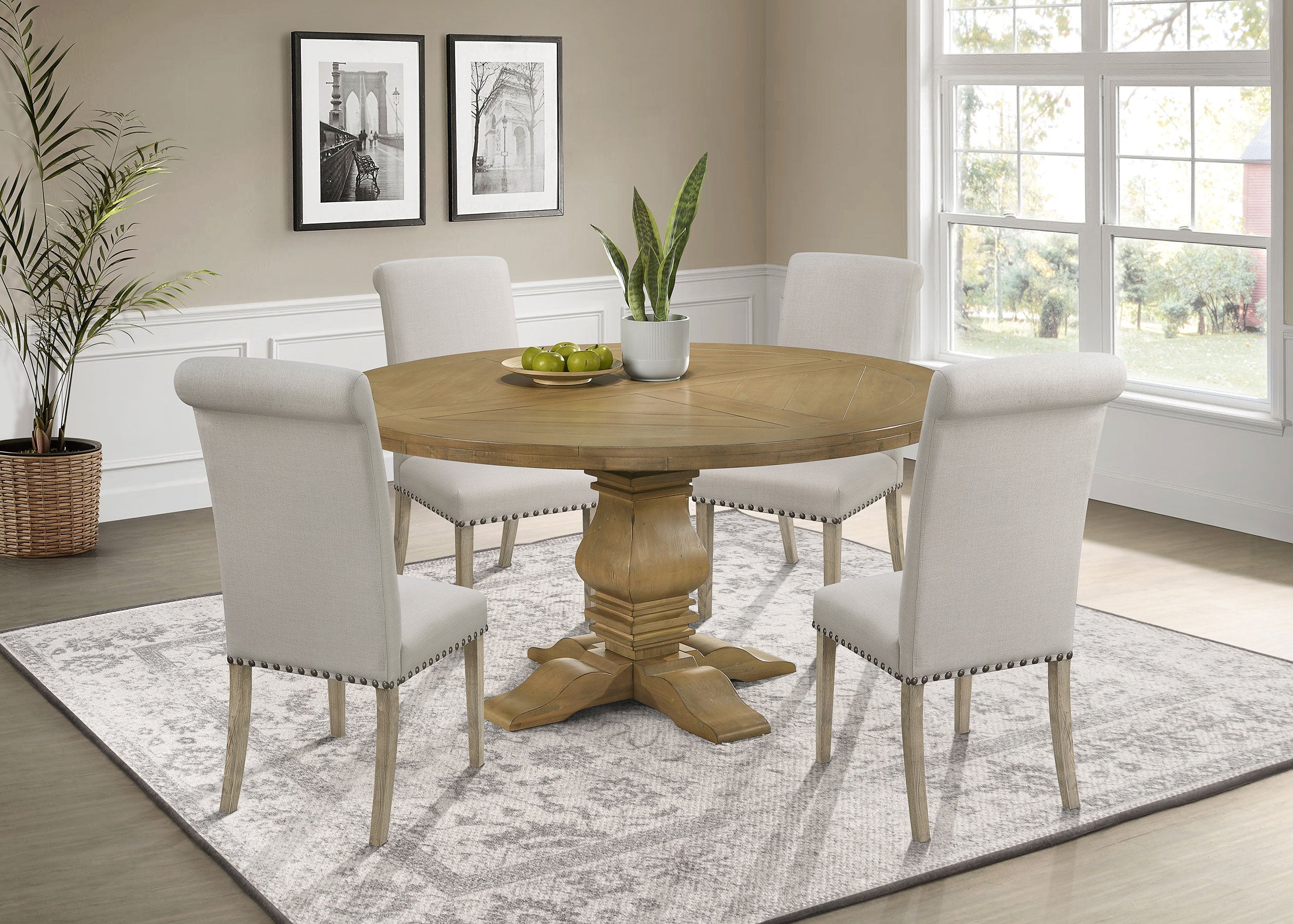 Florence Round Dining Table Set Rustic Honey