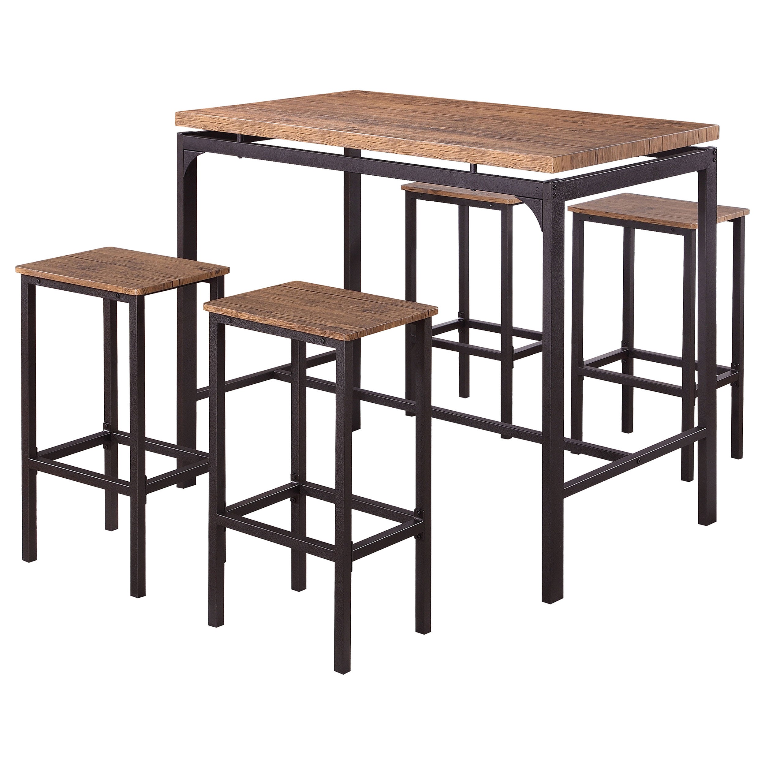 Santana Pub Height Bar Table Set Weathered Chestnut and Black