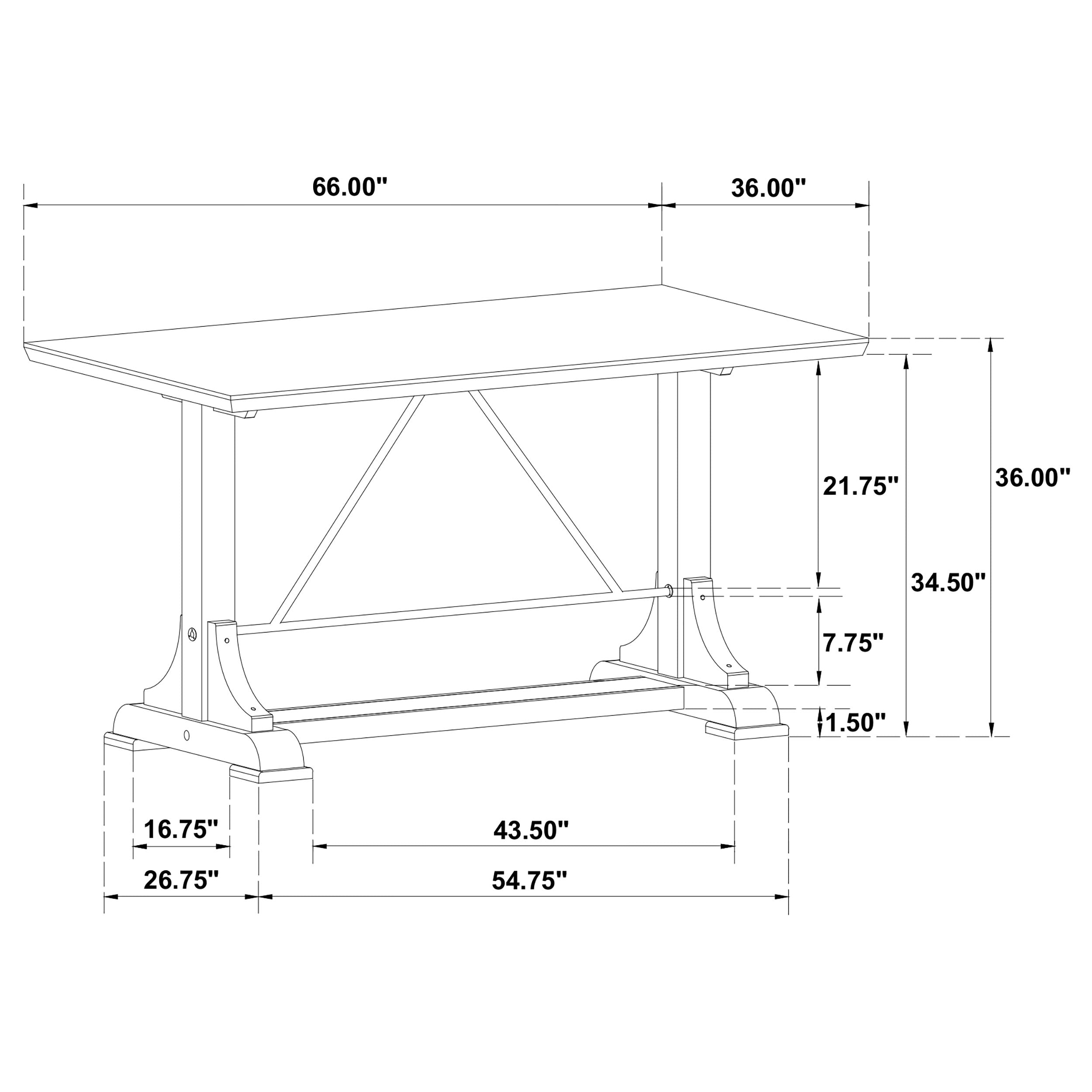 Aldrich Counter Height Trestle Base Dining Table with Genuine White Marble Top and Dark Brown