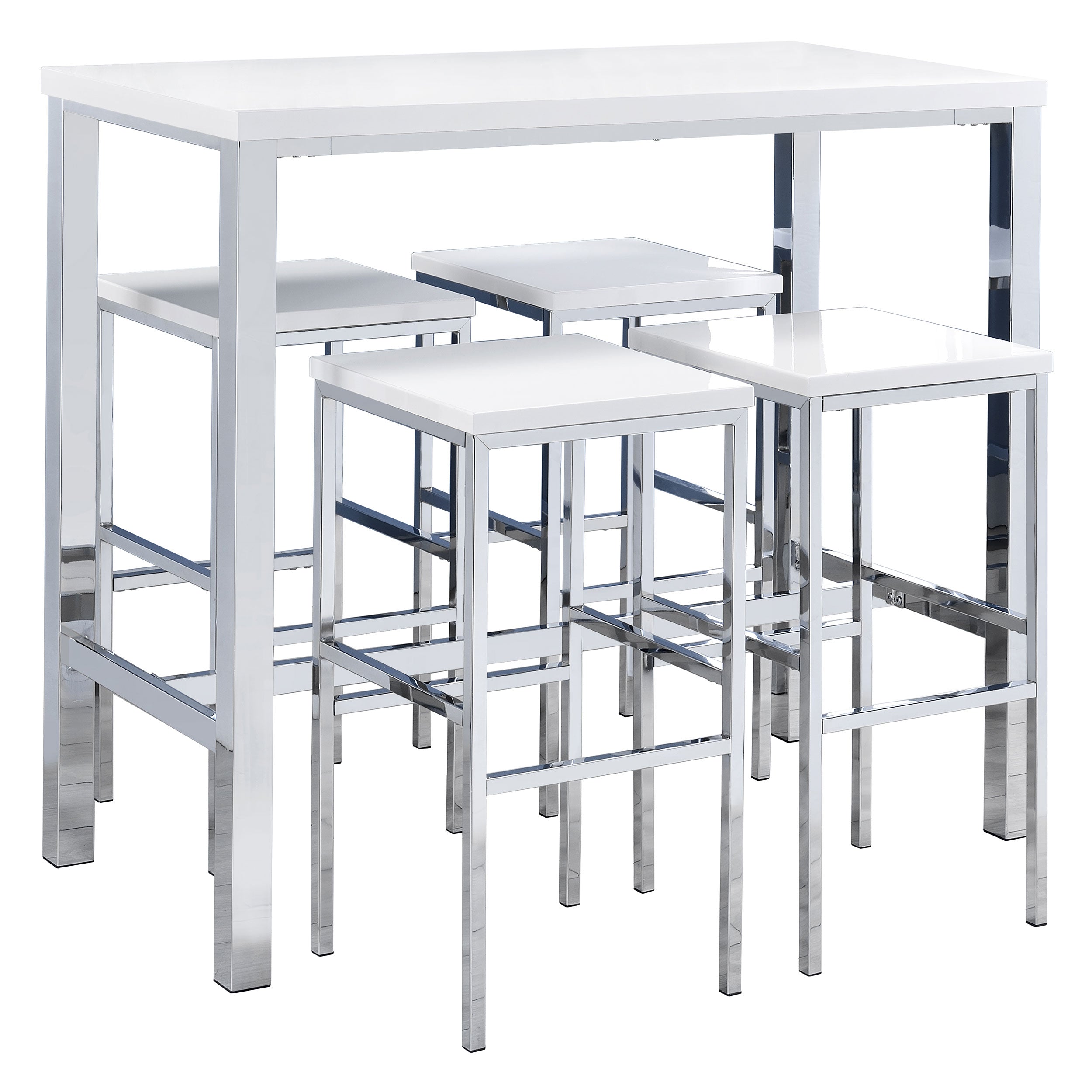 Natividad Bar Set White High Gloss and Chrome