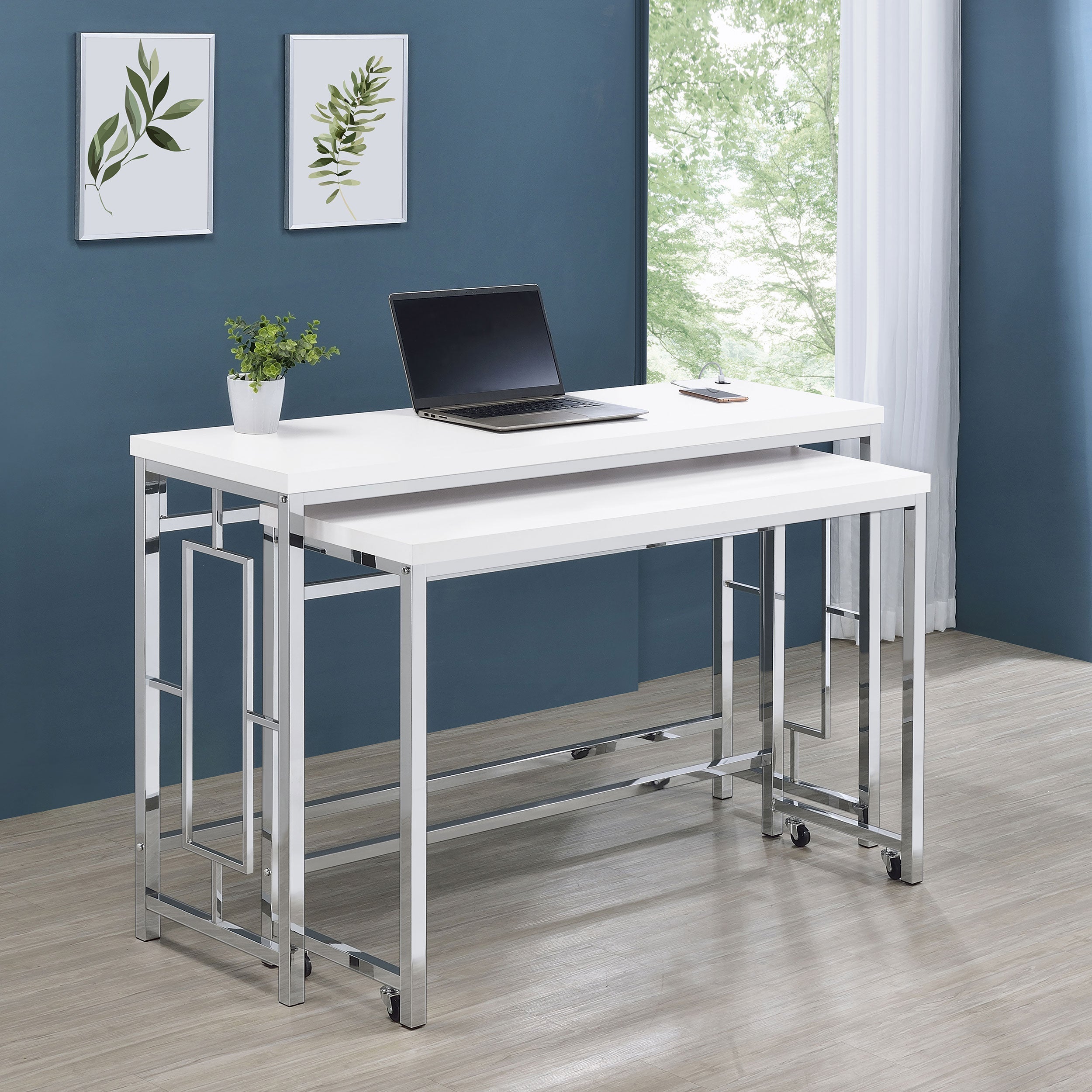 Jackson Multipurpose Counter Height Table Set White and Chrome