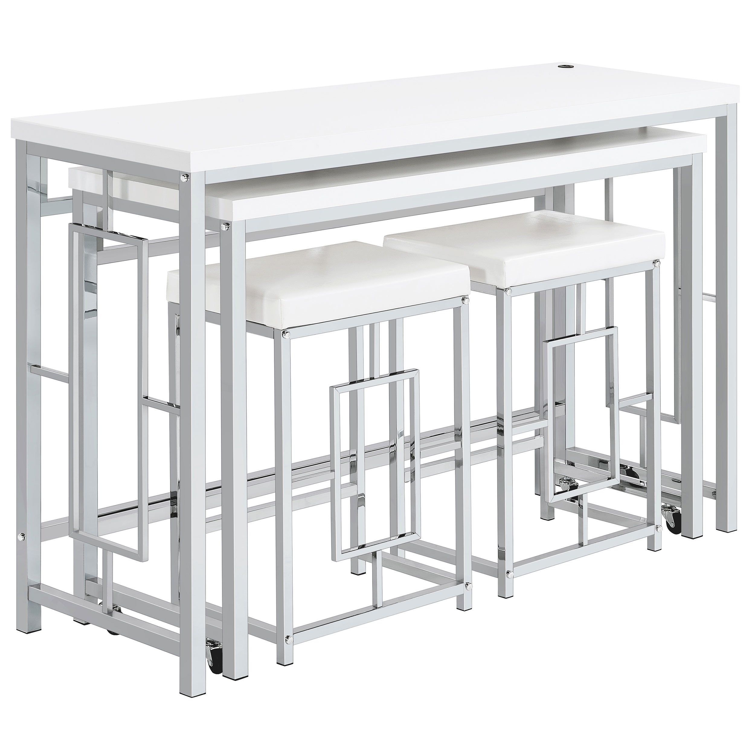 Jackson Multipurpose Counter Height Table Set White and Chrome